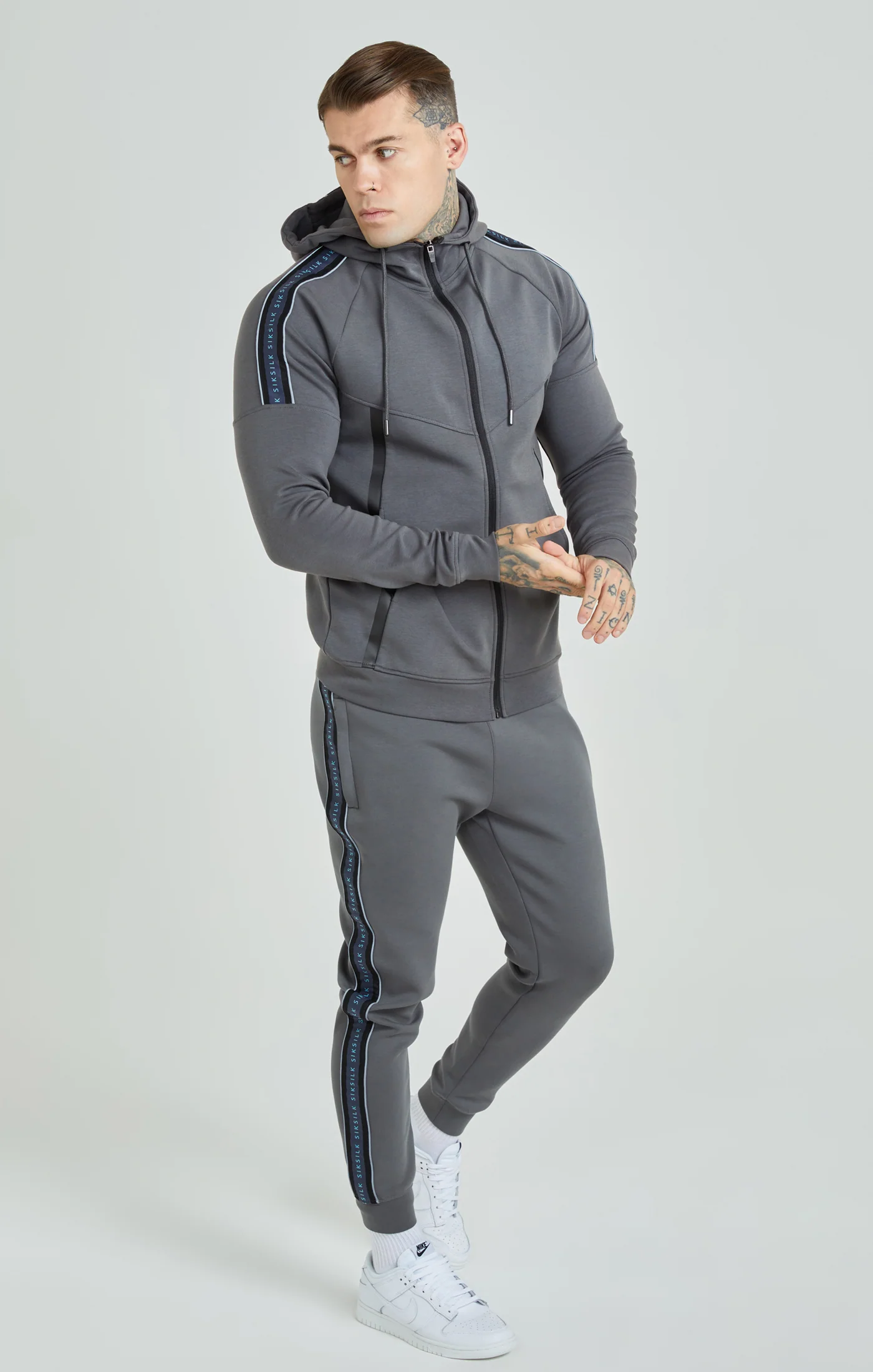 Grey Branded Tape Track Pant - Image 2