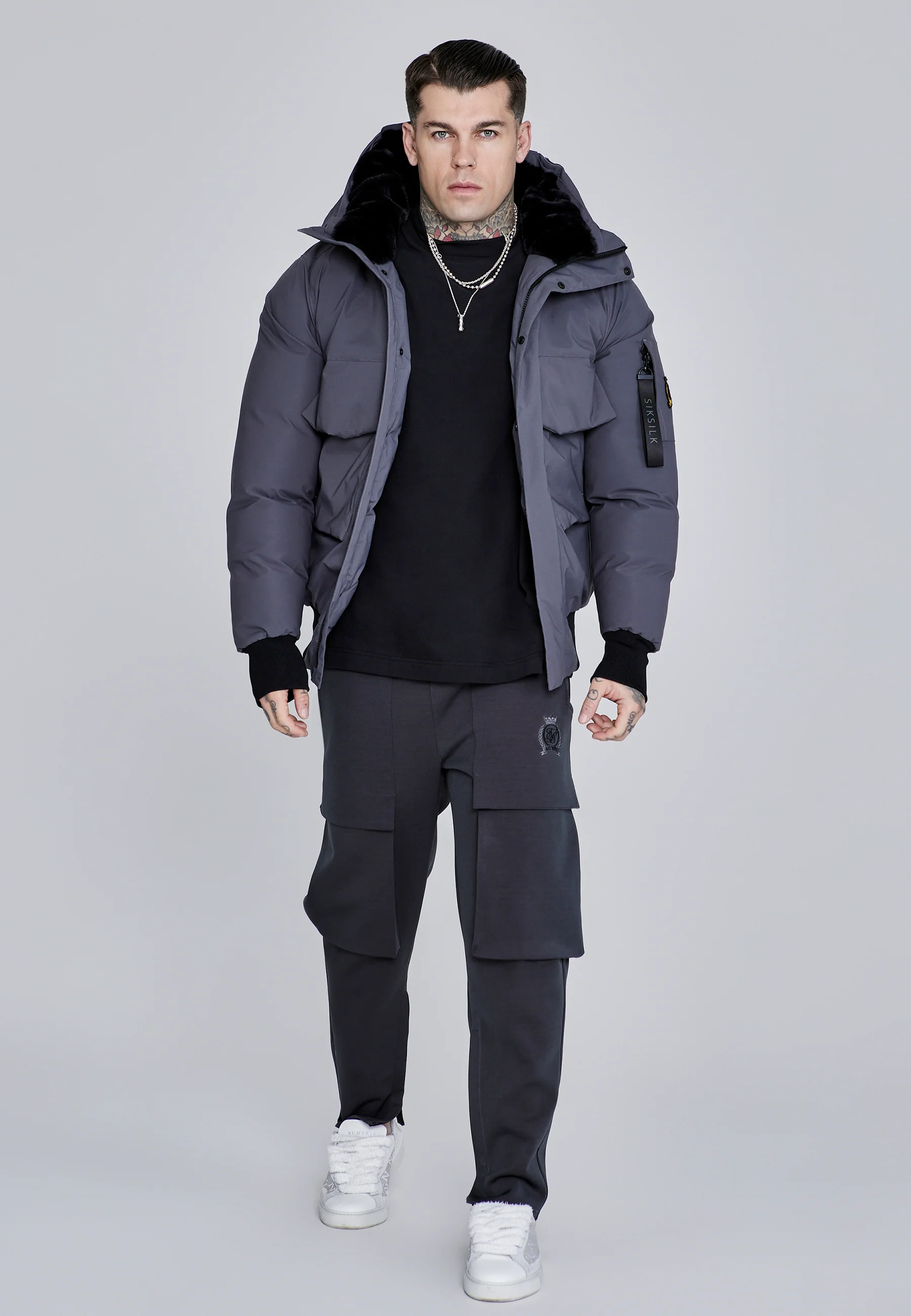 Grey Hooded Bomber Jacket - Image 3