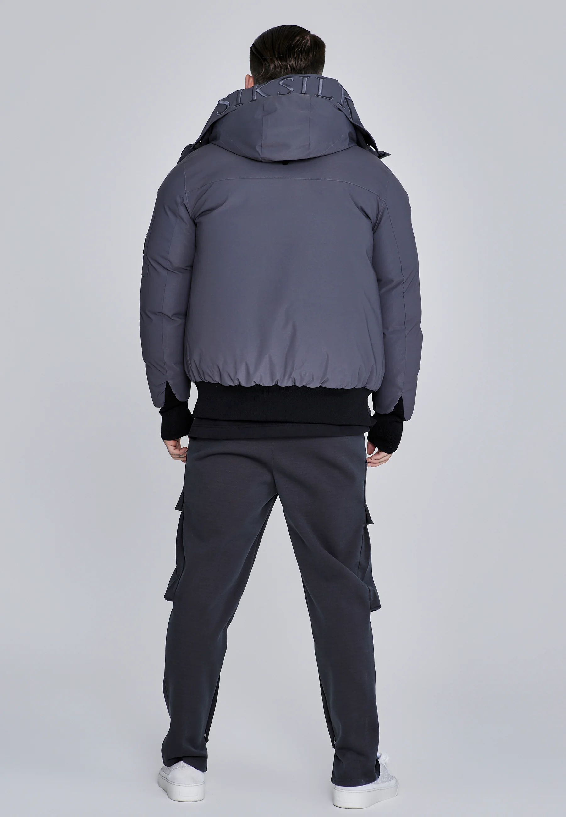 Grey Hooded Bomber Jacket - Image 5