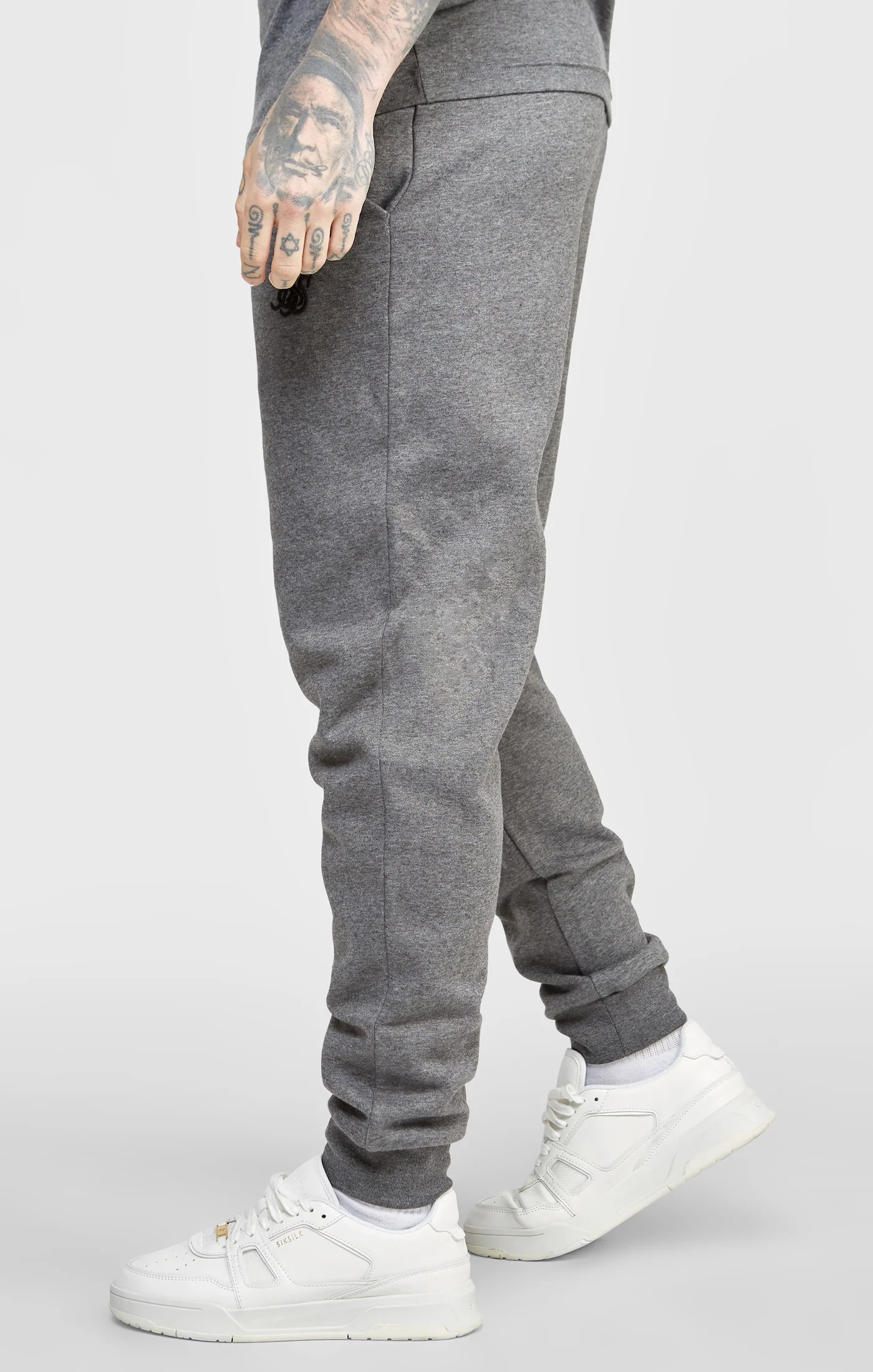 Grey Marl Essential Cuffed Jogger - Image 2