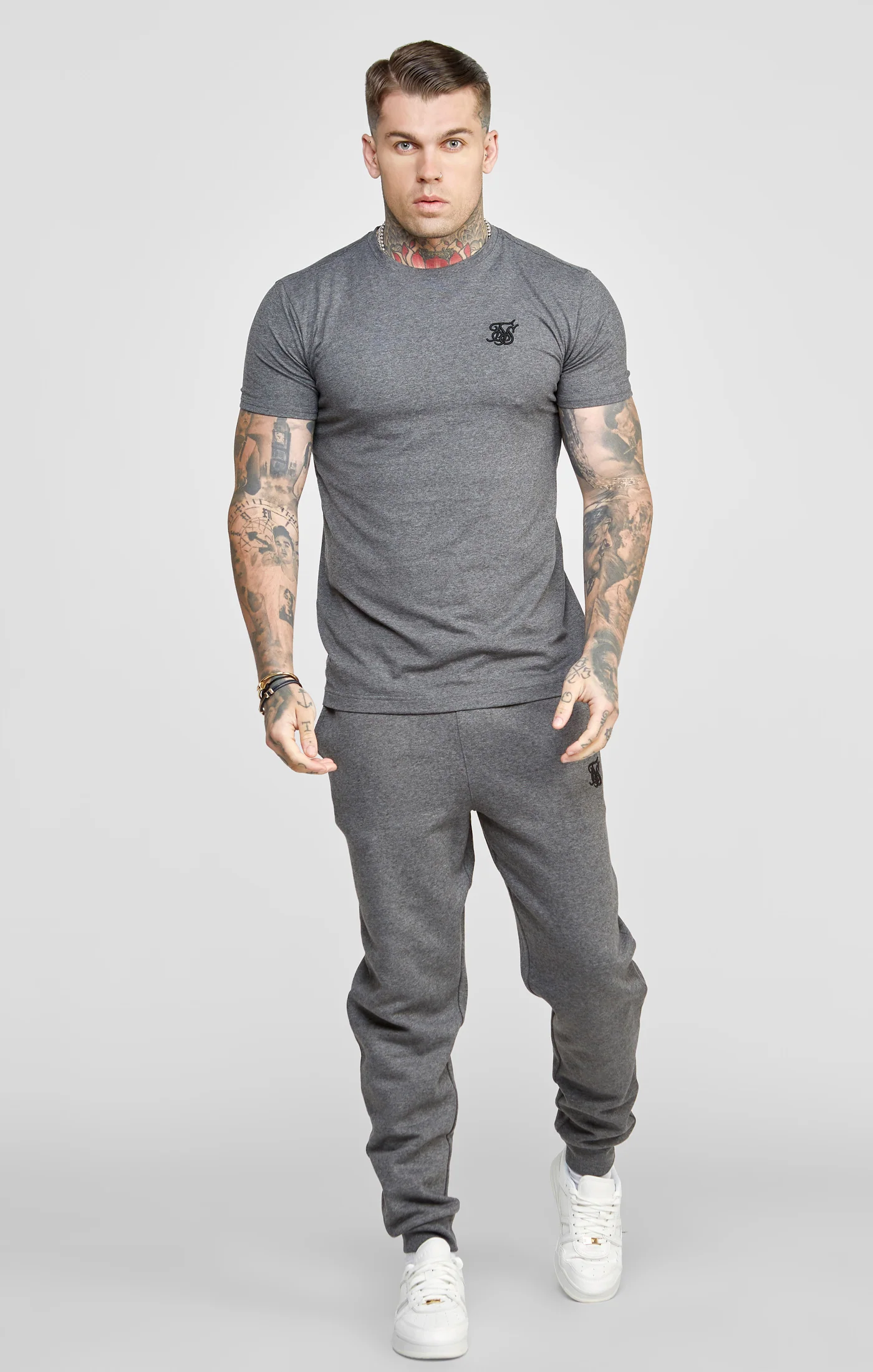 Grey Marl Essential Cuffed Jogger - Image 3