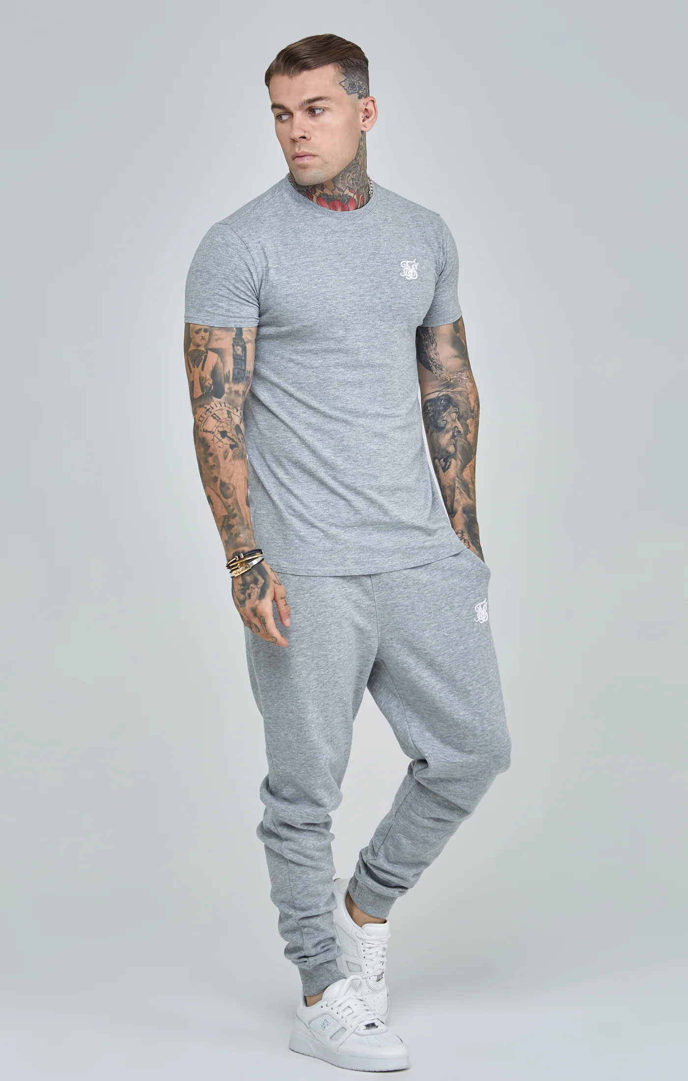 Grey Marl Essential Cuffed Joggers - Image 2