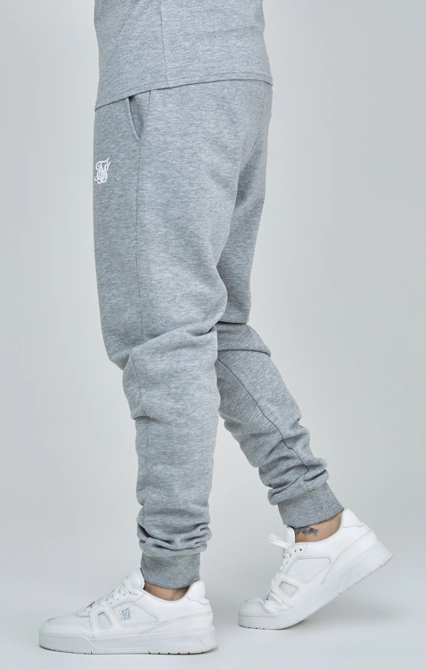 Grey Marl Essential Cuffed Joggers - Image 3