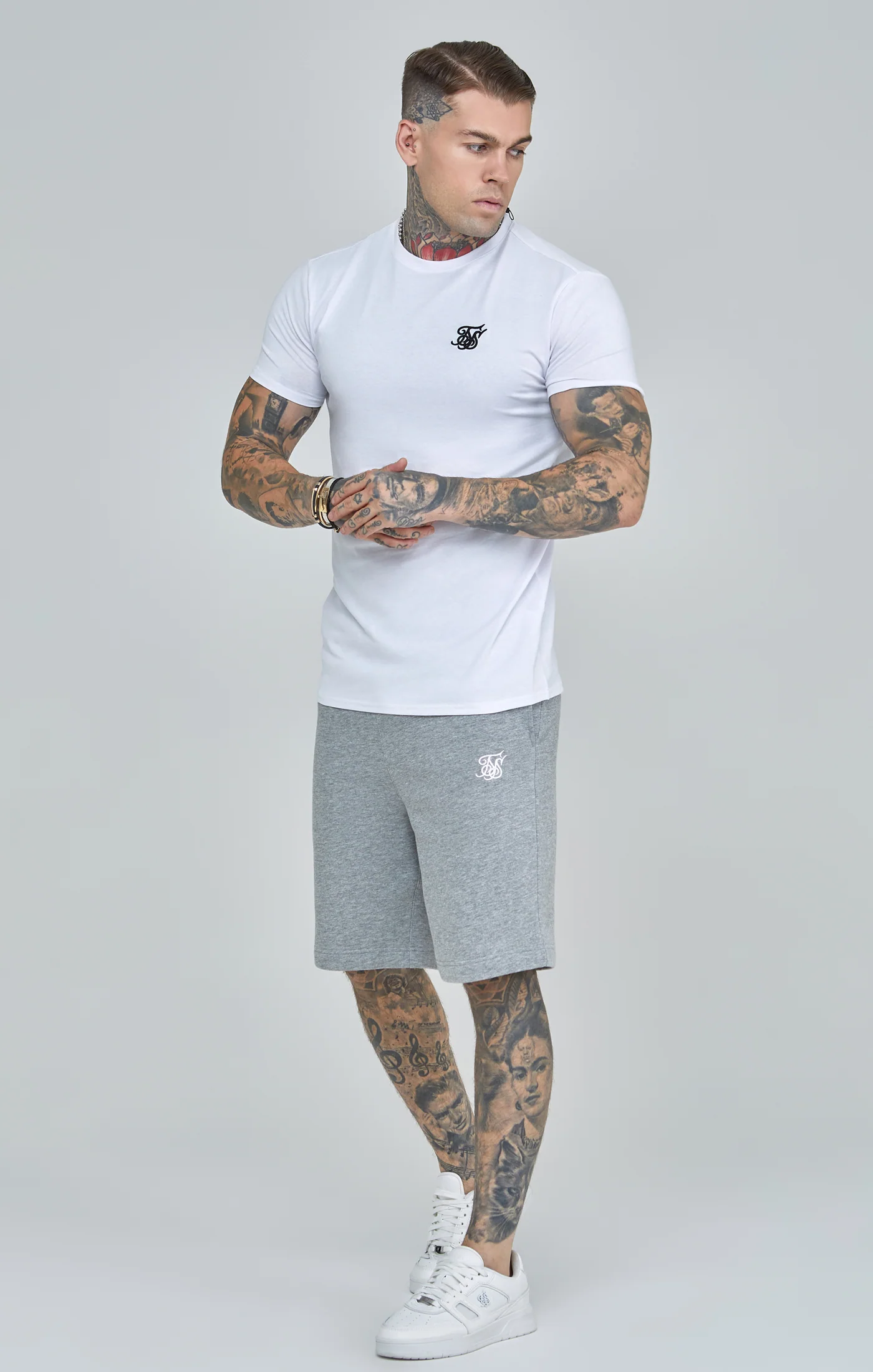 Grey Marl Essential Fleece Shorts - Image 2