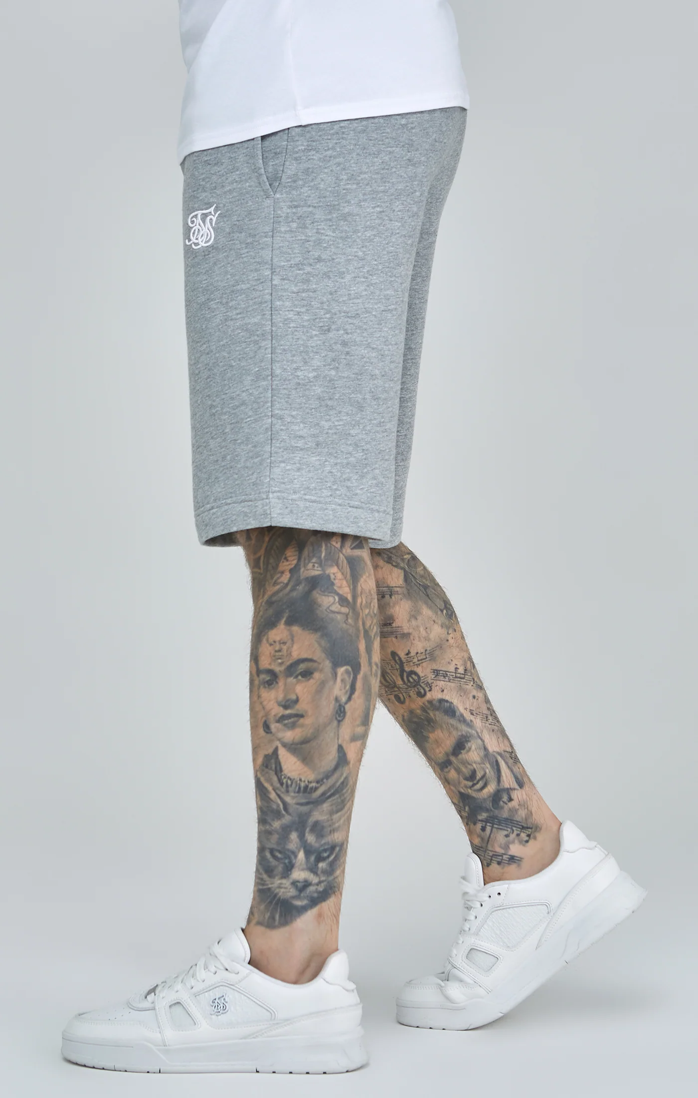 Grey Marl Essential Fleece Shorts - Image 3