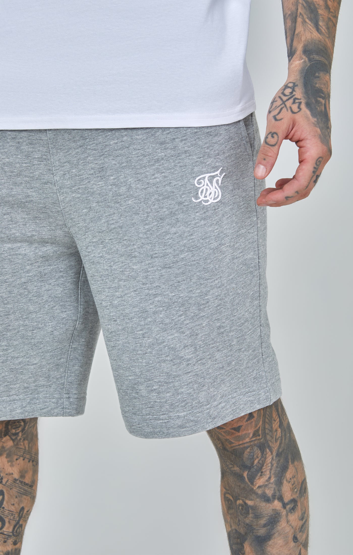 Grey Marl Essential Fleece Shorts - Image 6