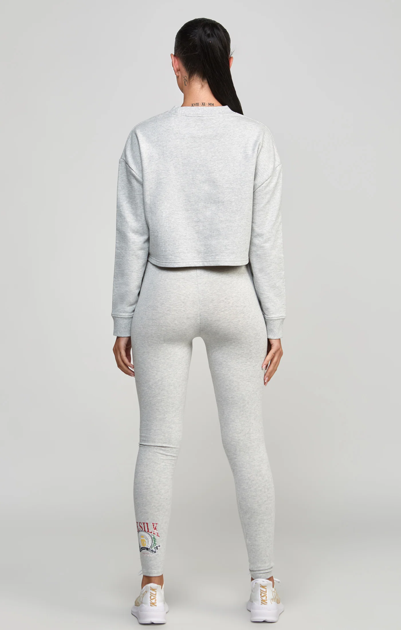 Grey Marl Varsity Crop Sweatshirt - Image 5