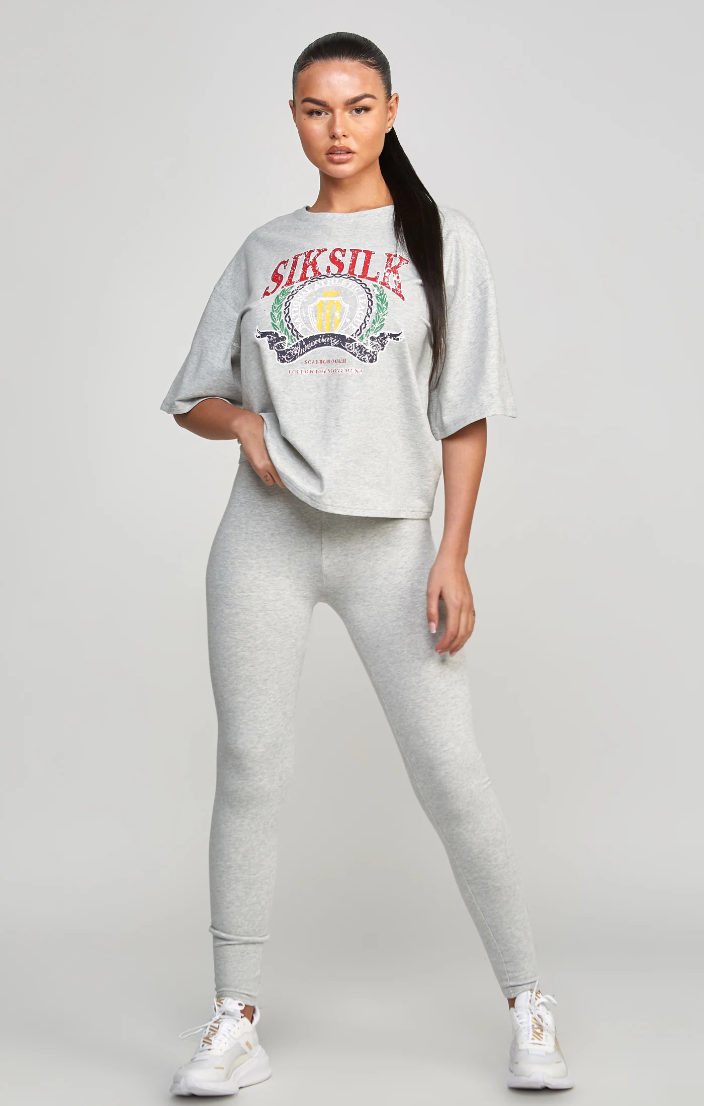 Grey Marl Varsity Crop T-Shirt - Image 3