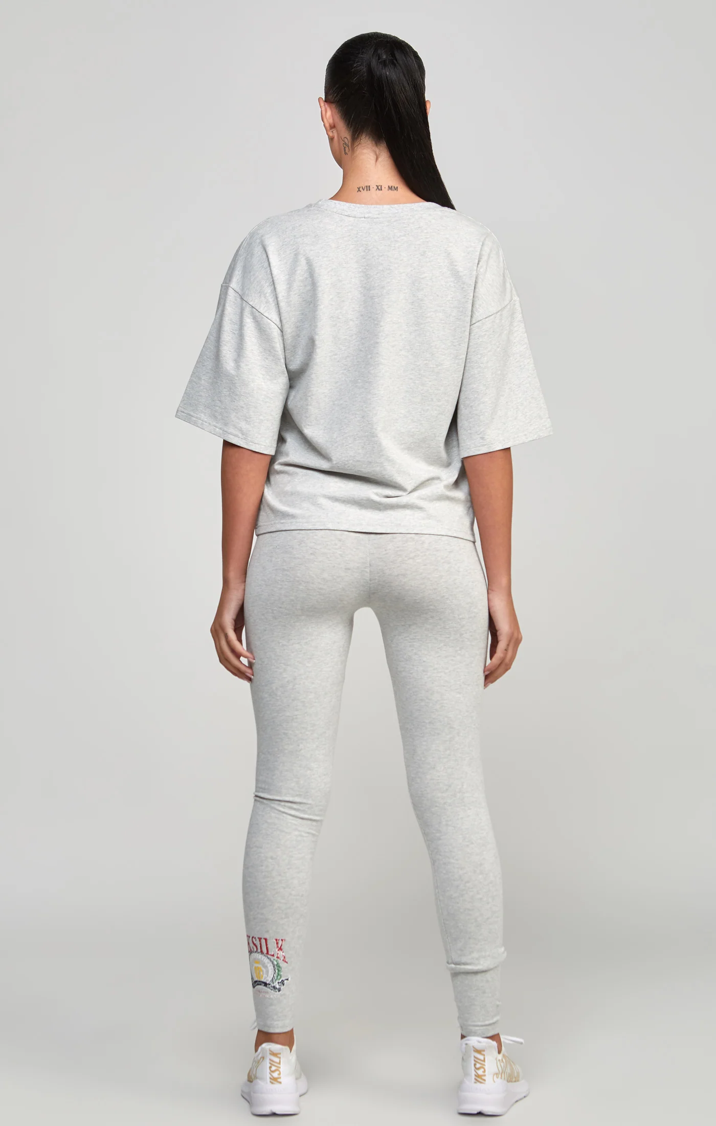 Grey Marl Varsity Crop T-Shirt - Image 5