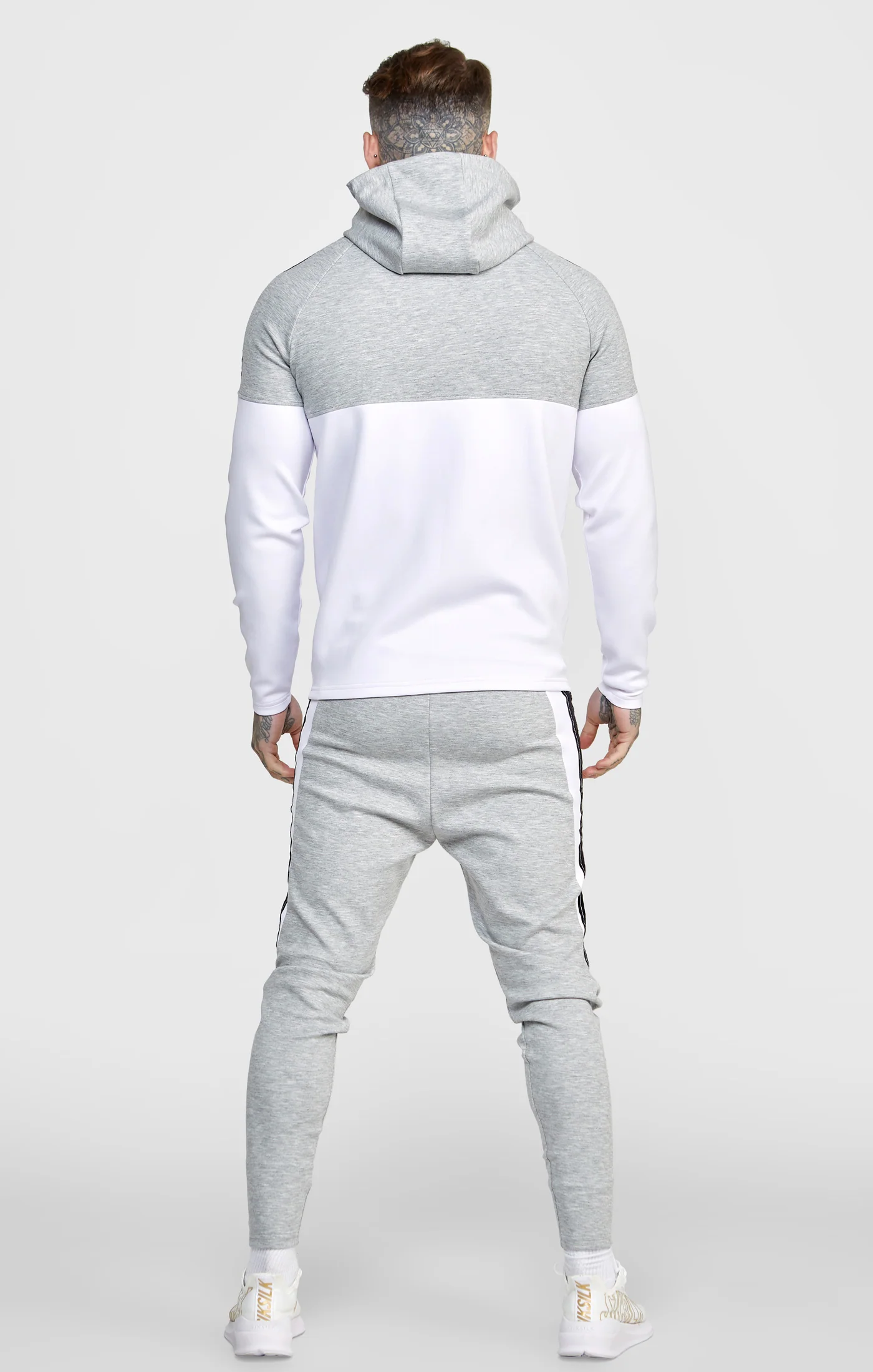 Grey Marl Zip Through Hoodie And Jogger Tracksuit Set - Image 5