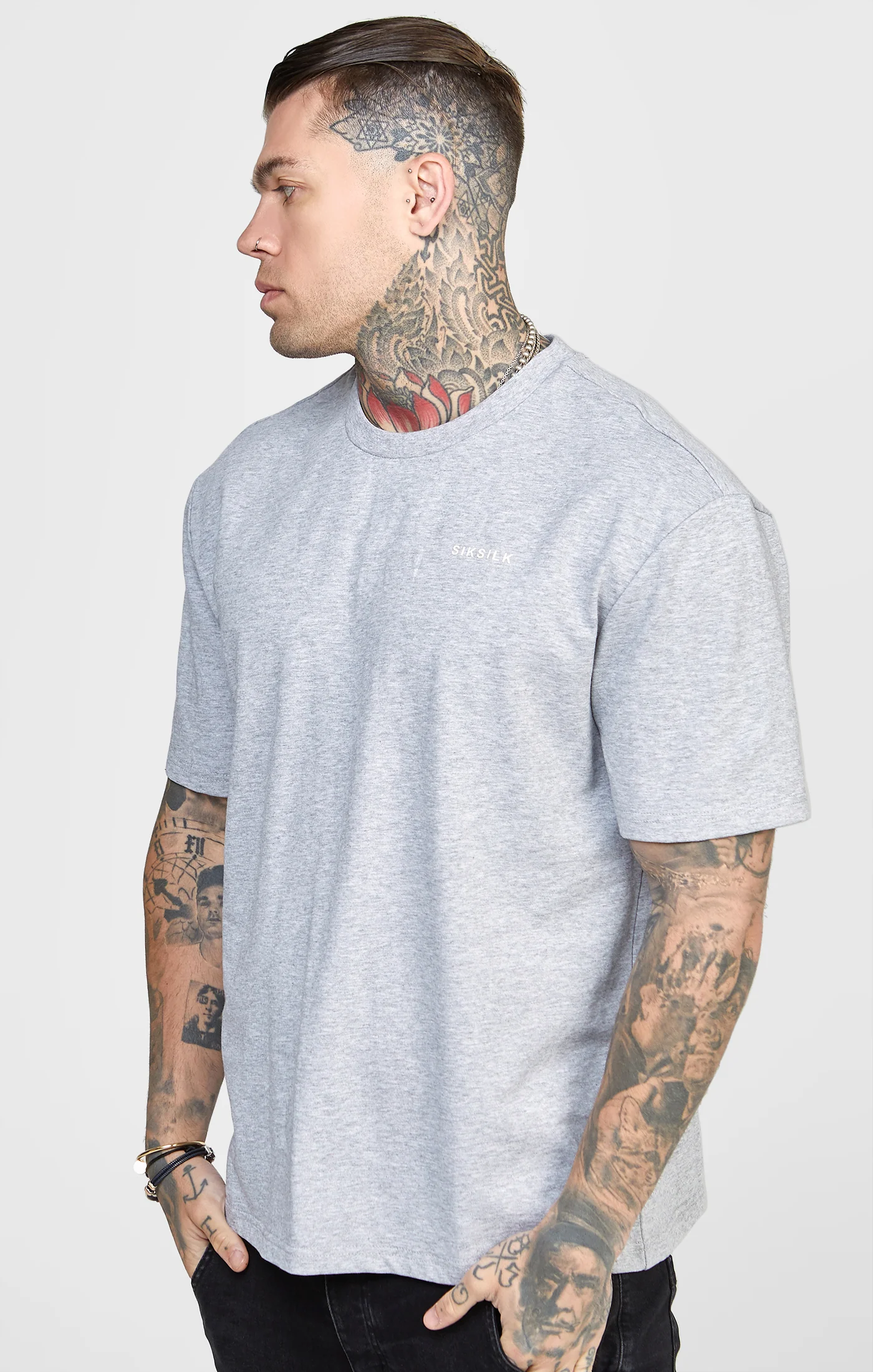 Grey Oversized Back Logo T-Shirt - Image 2