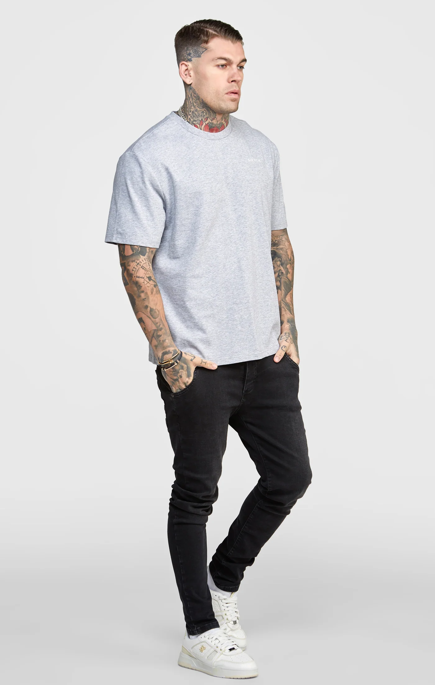 Grey Oversized Back Logo T-Shirt - Image 5