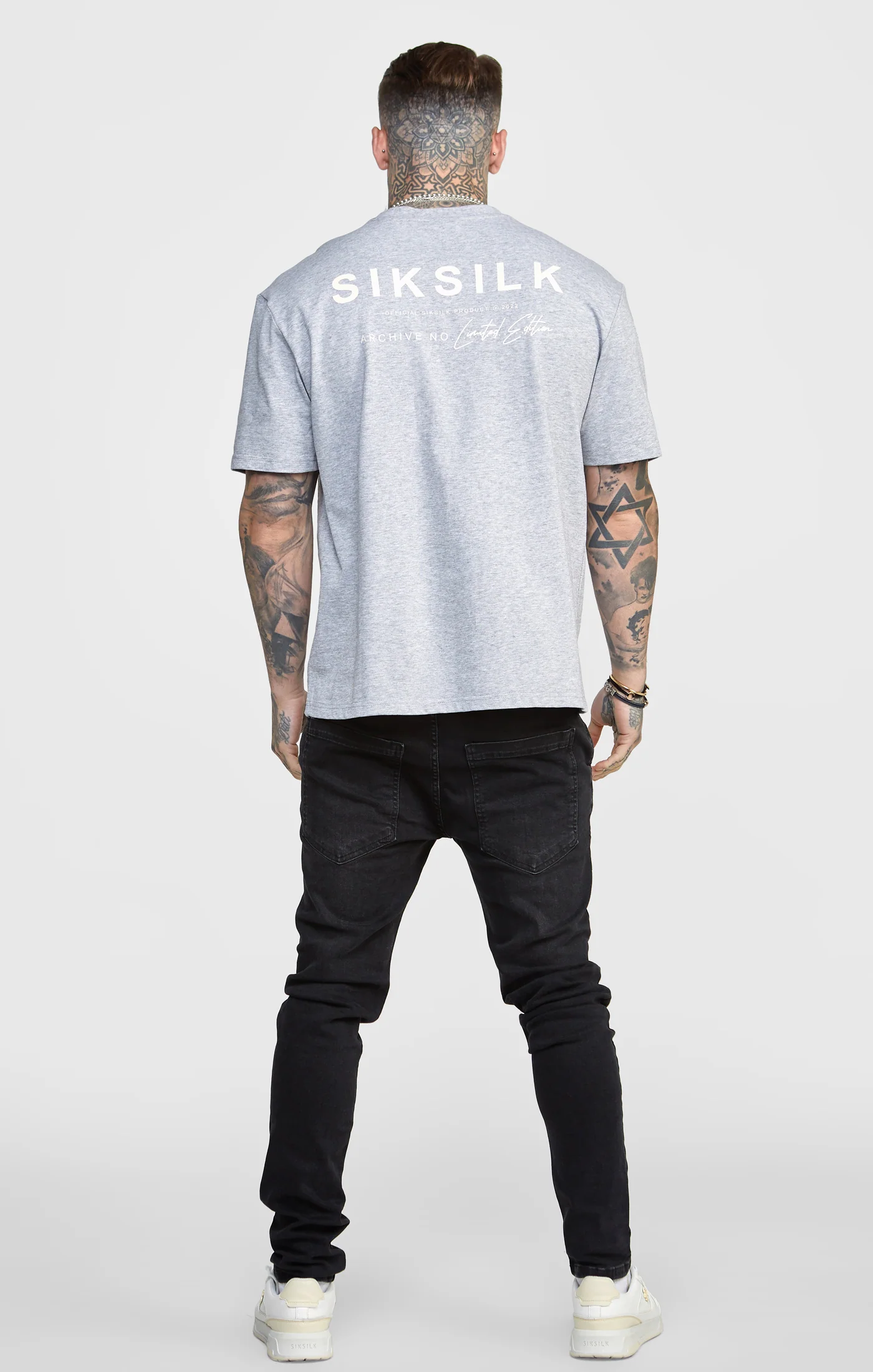 Grey Oversized Back Logo T-Shirt - Image 6