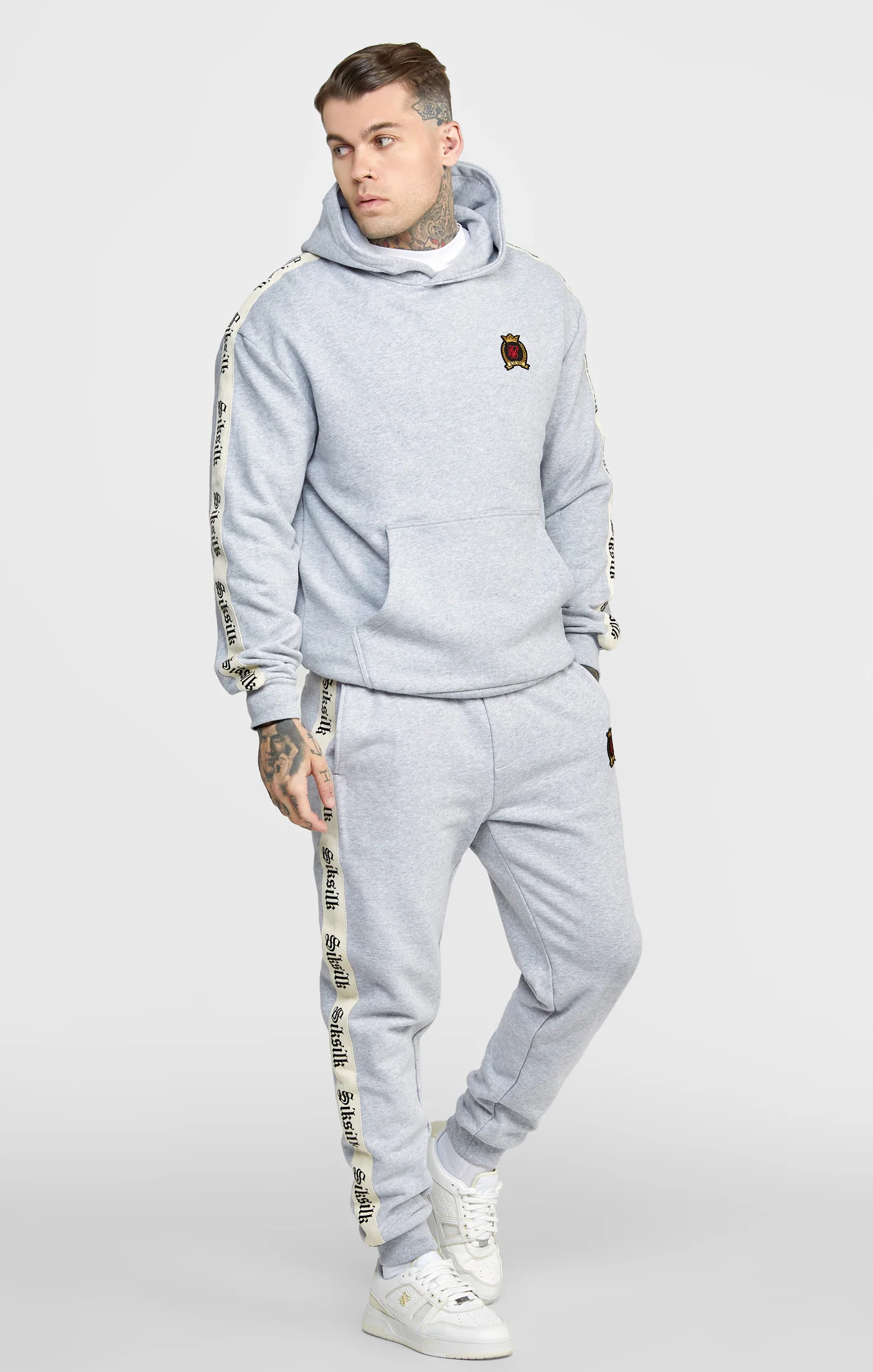 Grey Oversized Hoody W Gothic Taping - Image 4