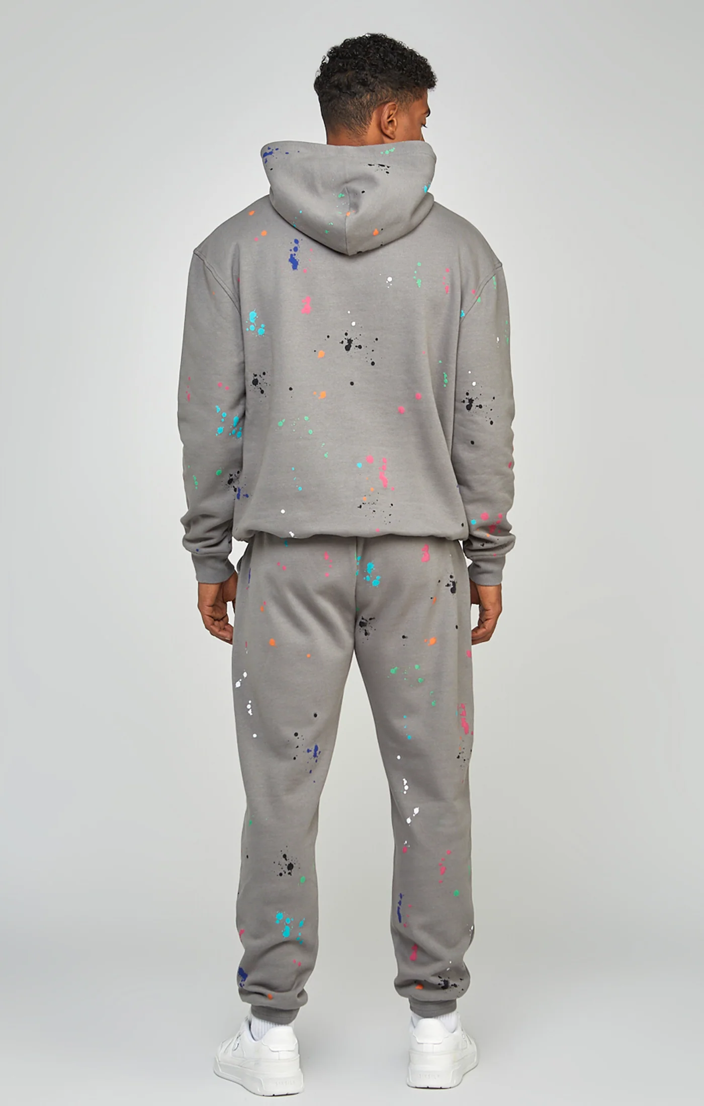 Grey Paint Splatter Relaxed Fit Overhead Hoodie - Image 5