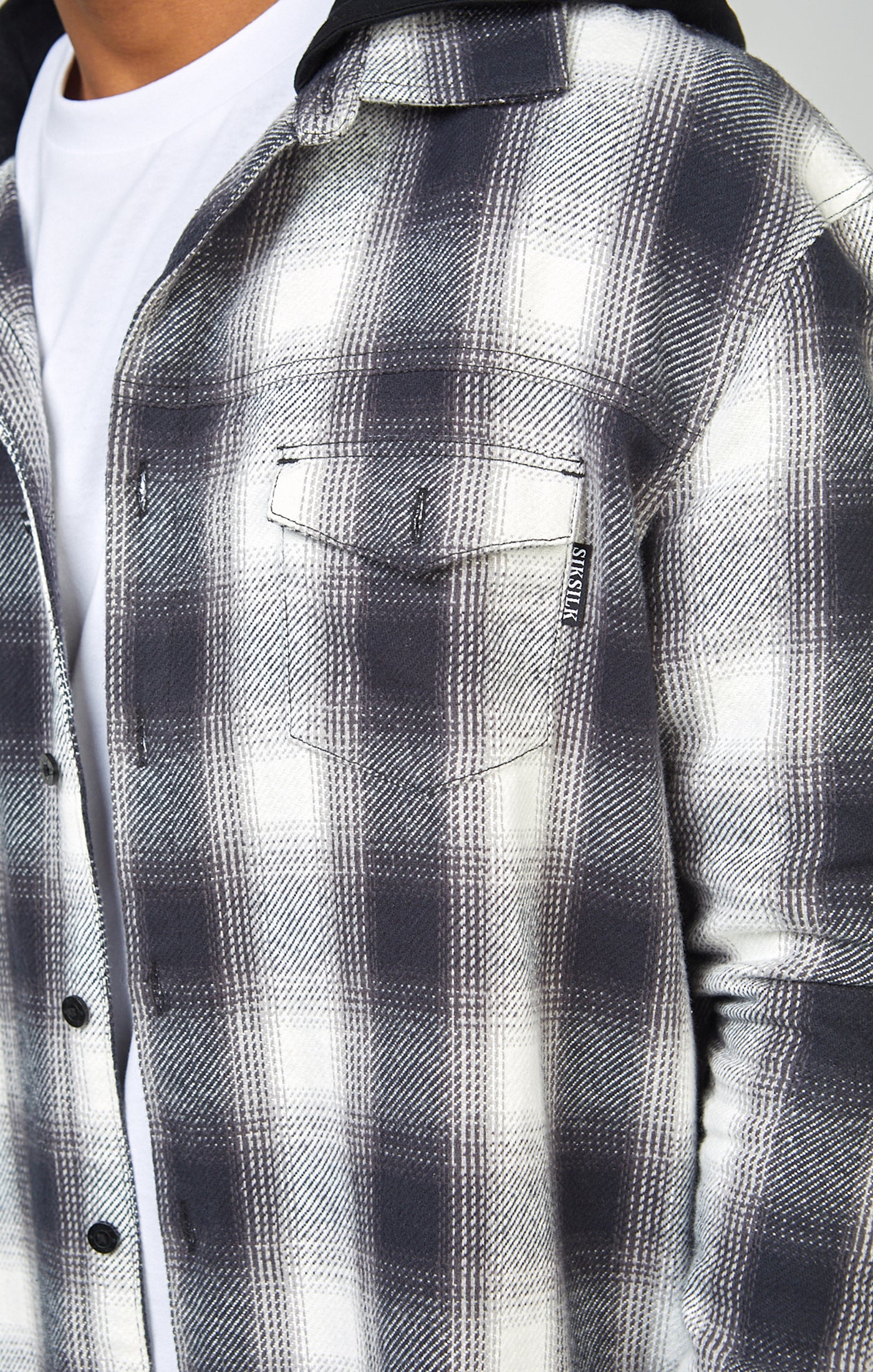 Grey Plaid Hooded Shirt - Image 2