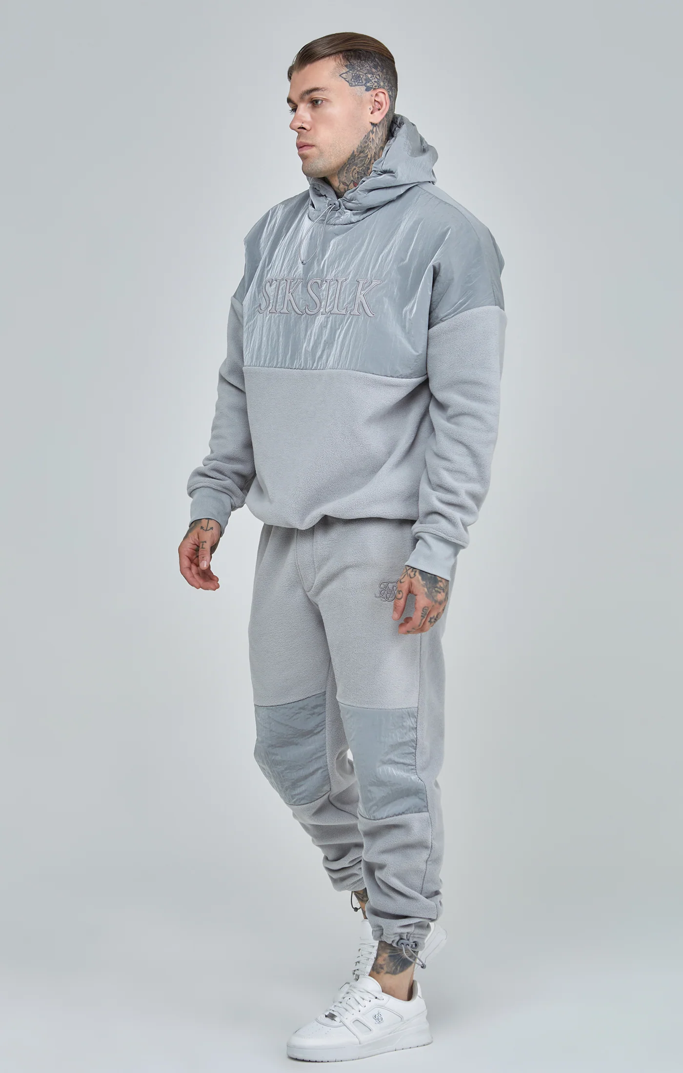 Grey Polar Fleece Cut & Sew Overhead Hoodie - Image 2