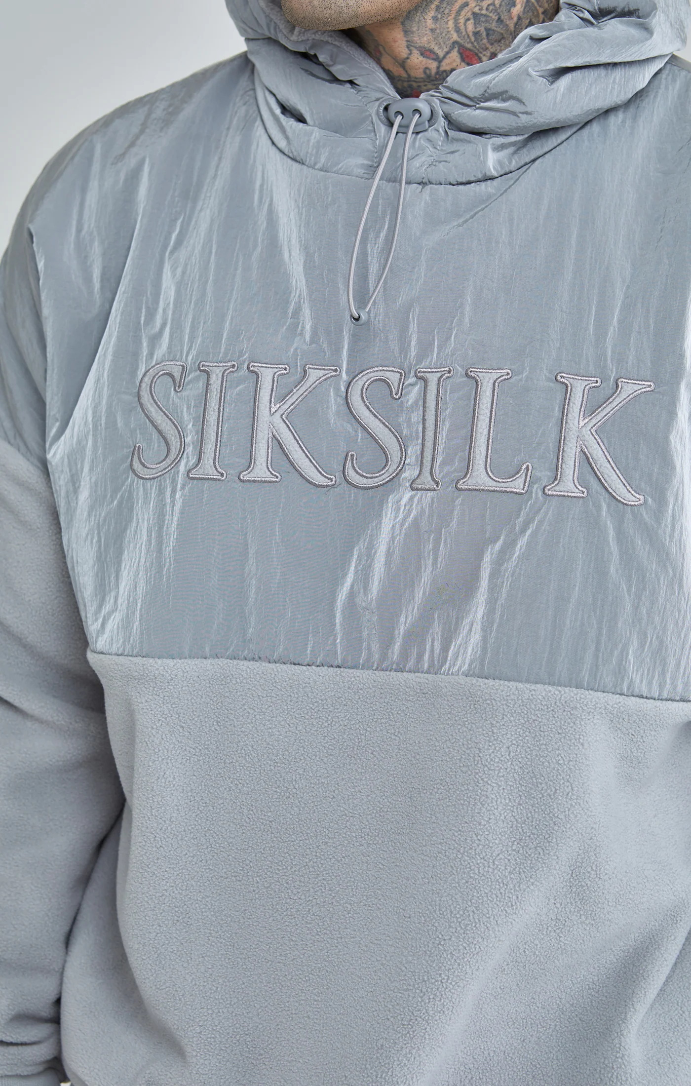 Grey Polar Fleece Cut & Sew Overhead Hoodie - Image 3
