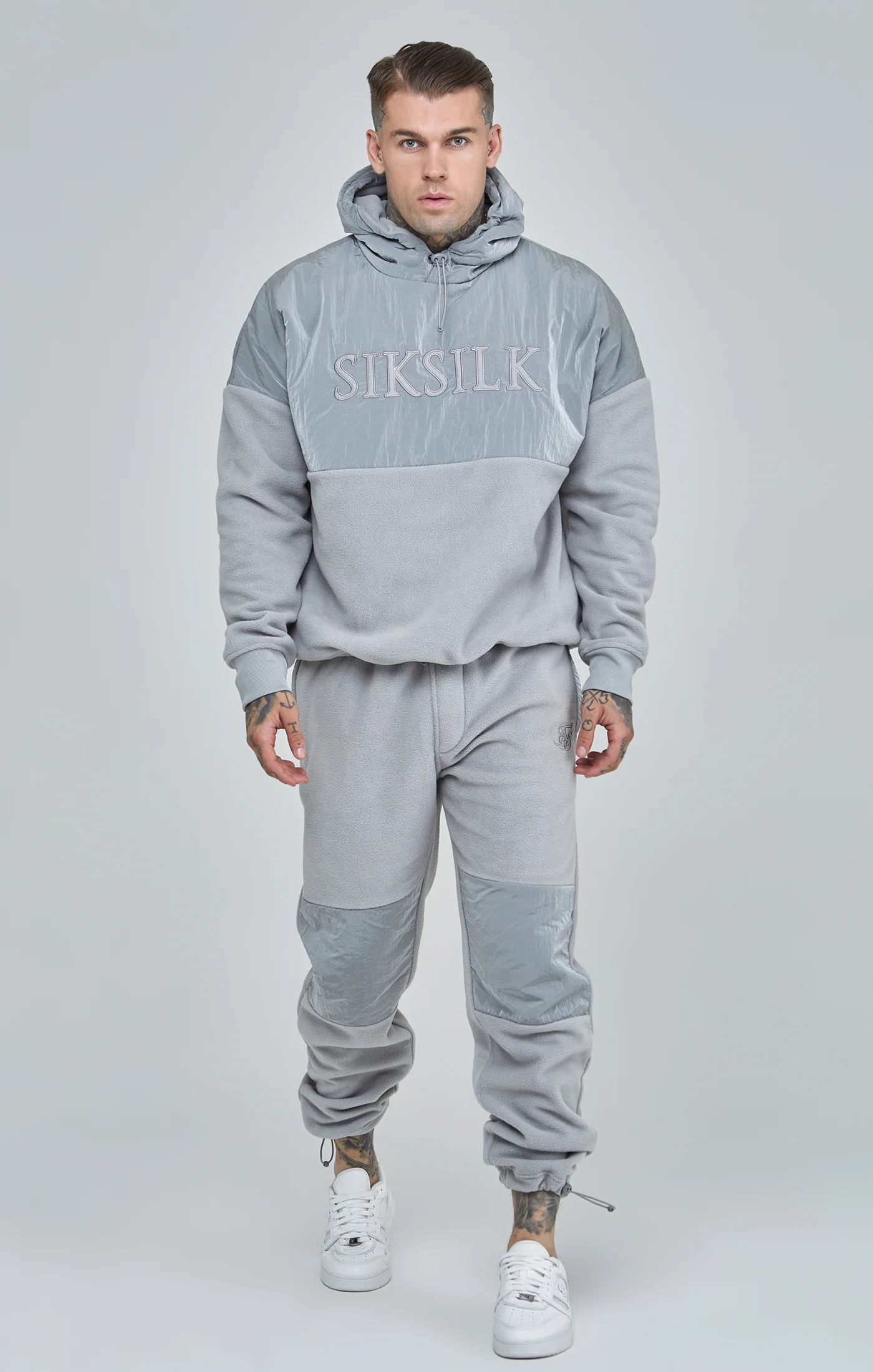 Grey Polar Fleece Cut & Sew Overhead Hoodie - Image 4