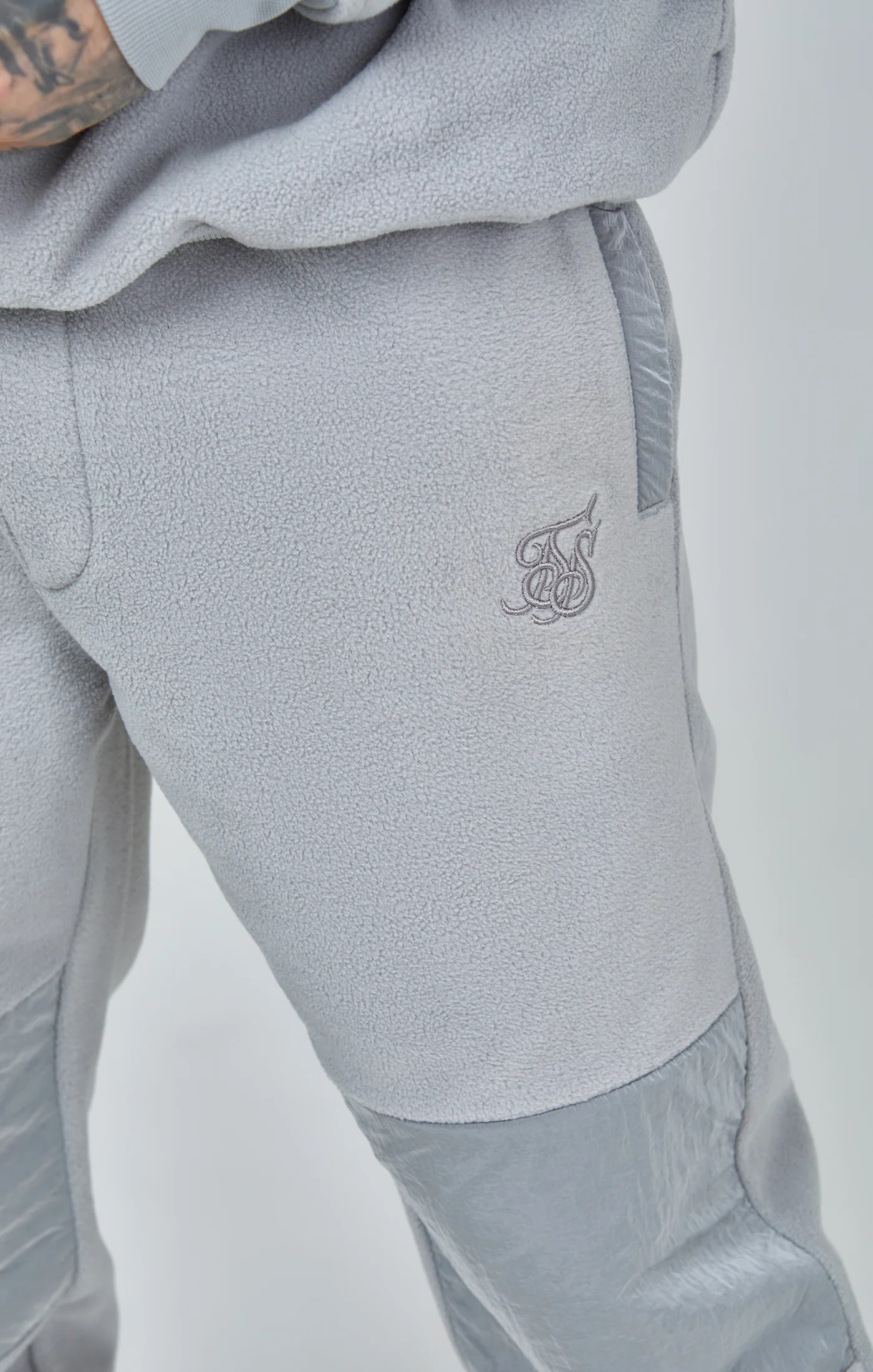 Grey Polar Fleece Panelled Cuffed Jogger - Image 6