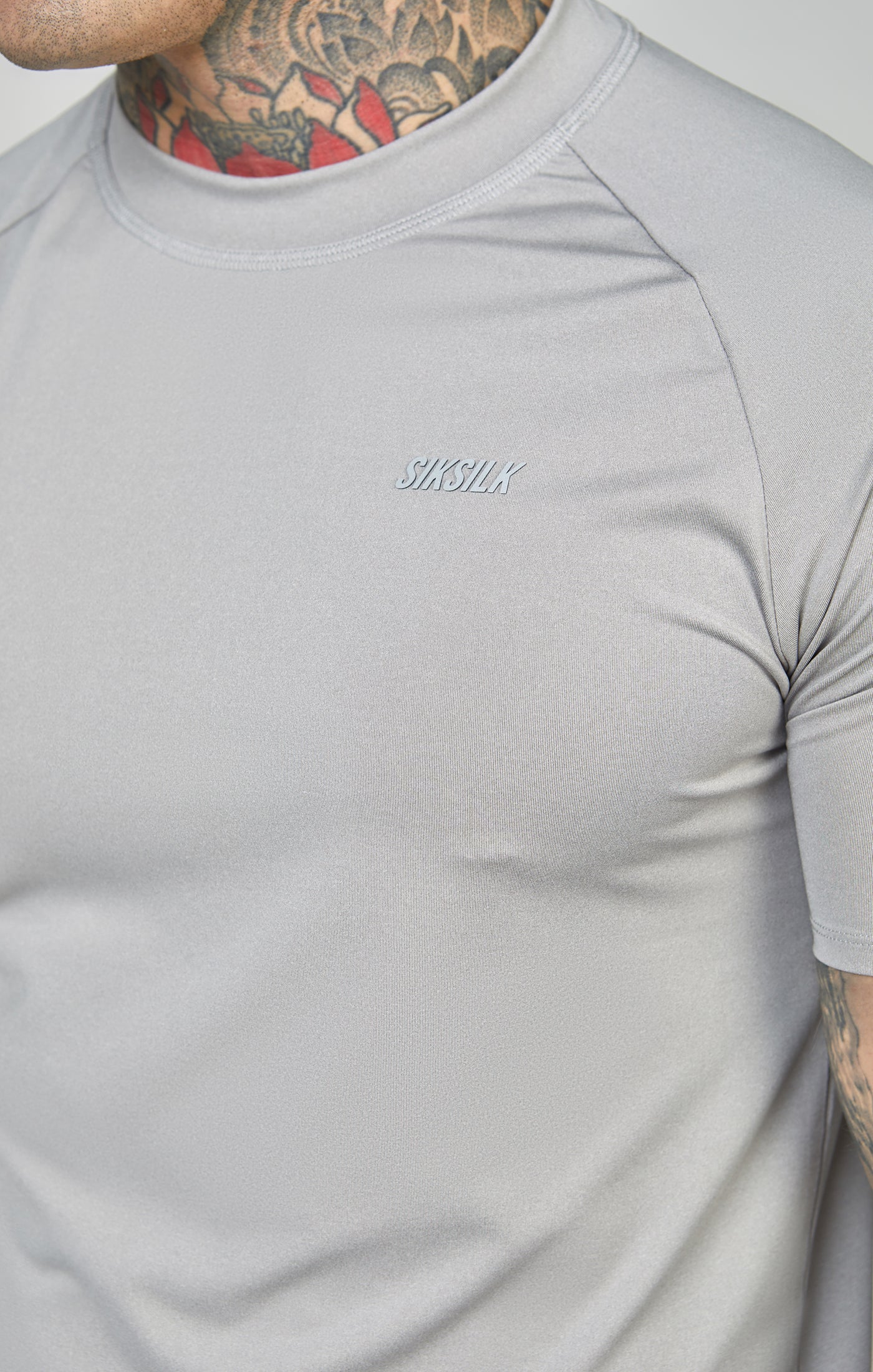 Grey Sports Curved Hem Muscle Fit T-Shirt - Image 2