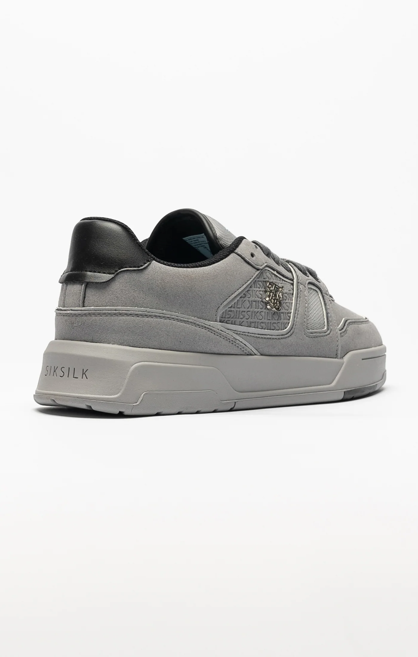 Grey Mixed Material Low Top Court Trainers - Image 2