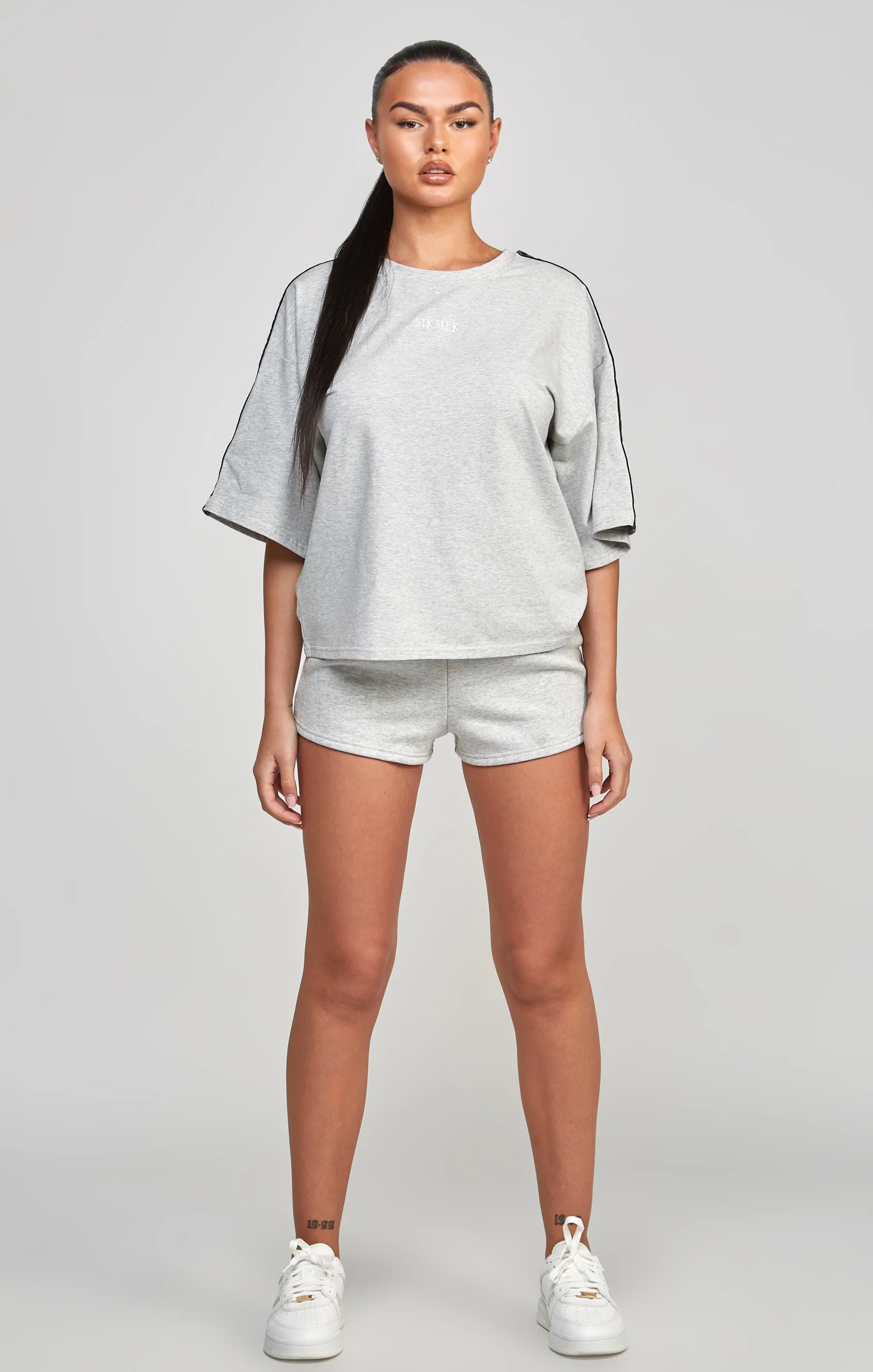 Grey Taped Crop T-Shirt - Image 2