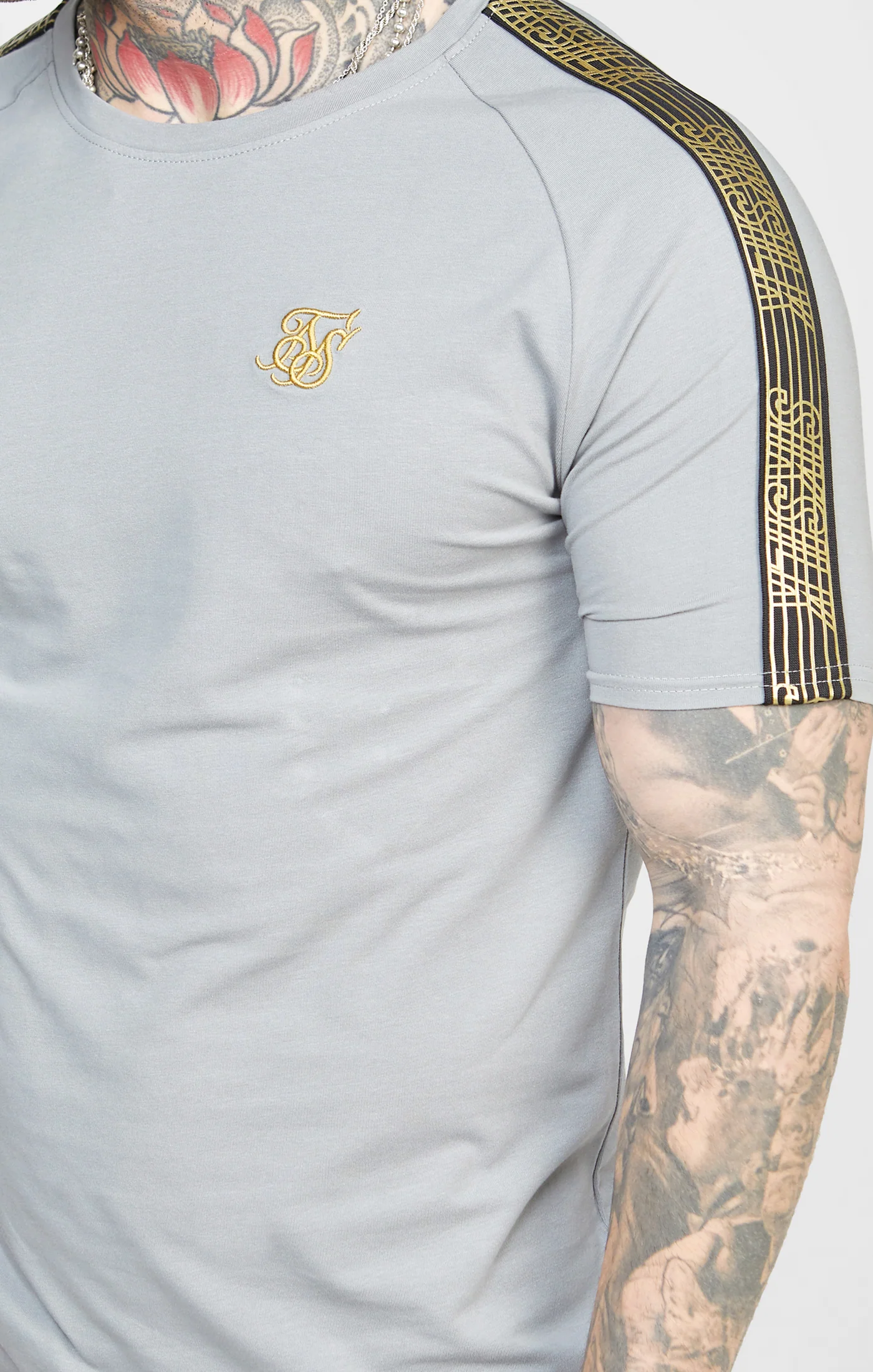 Grey Taped Logo T-Shirt - Image 2