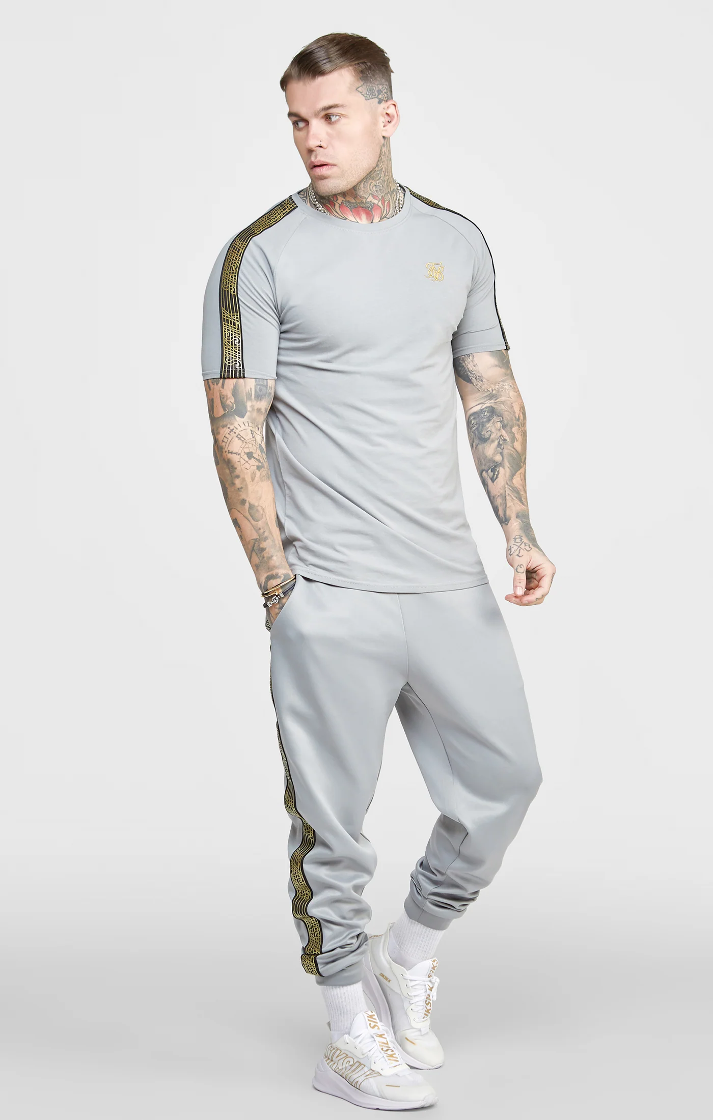 Grey Taped Logo T-Shirt - Image 4