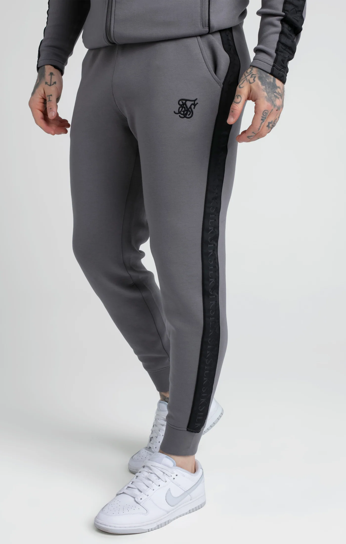 Grey Taped Zip Thru Hoodie & Jogger Set - Image 4