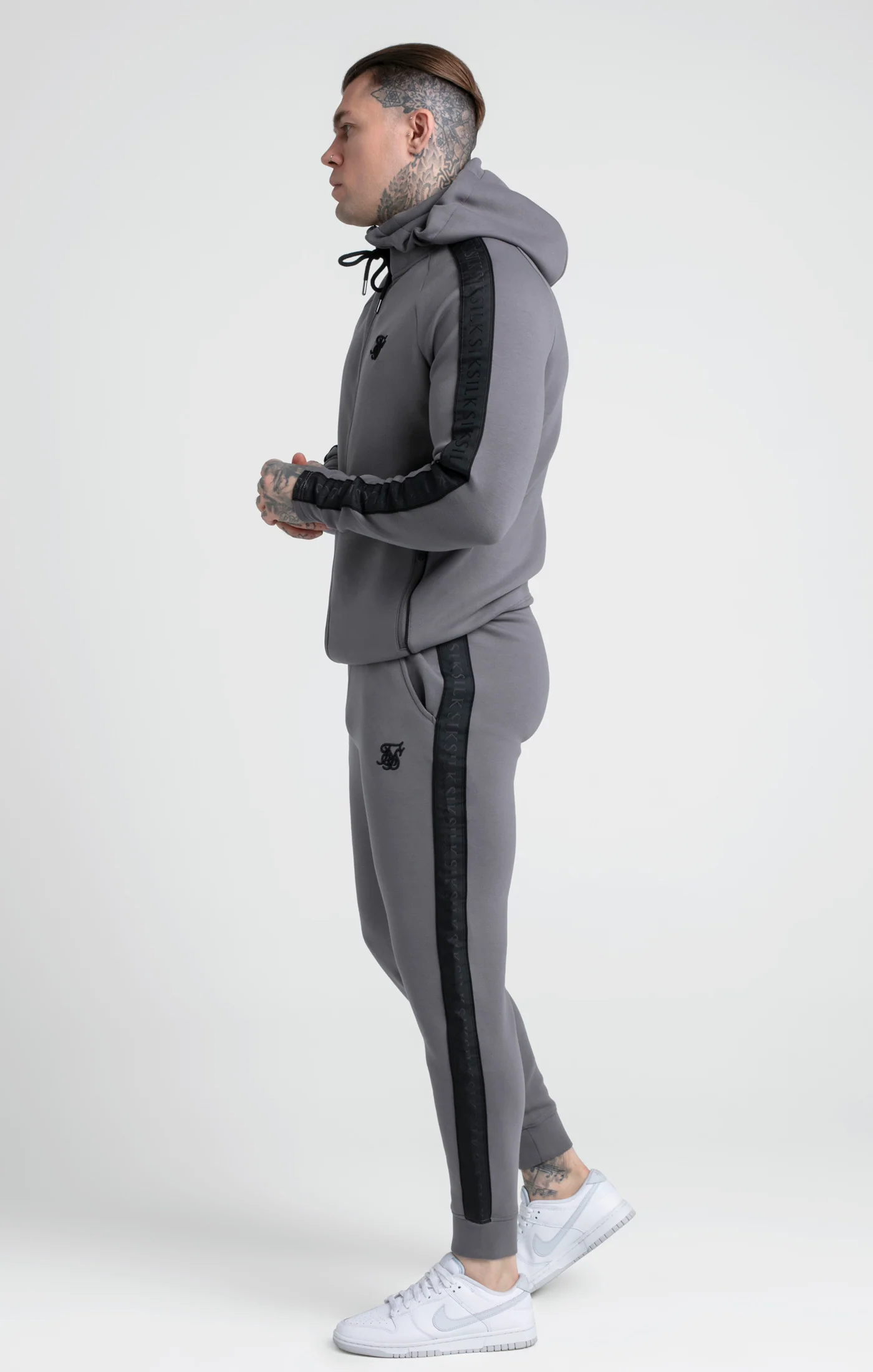 Grey Taped Zip Thru Hoodie & Jogger Set - Image 5