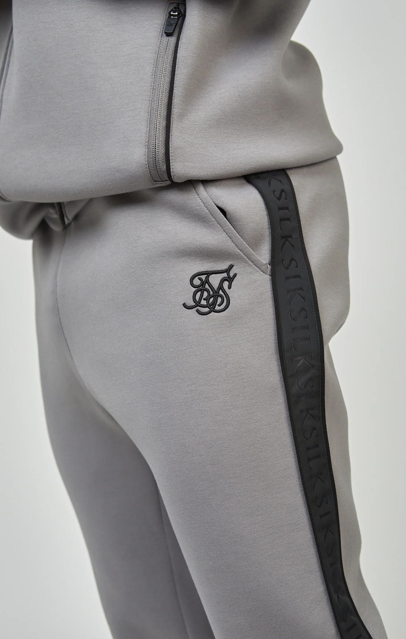 Grey Taped Zip Thru Hoodie & Jogger Set - Image 8