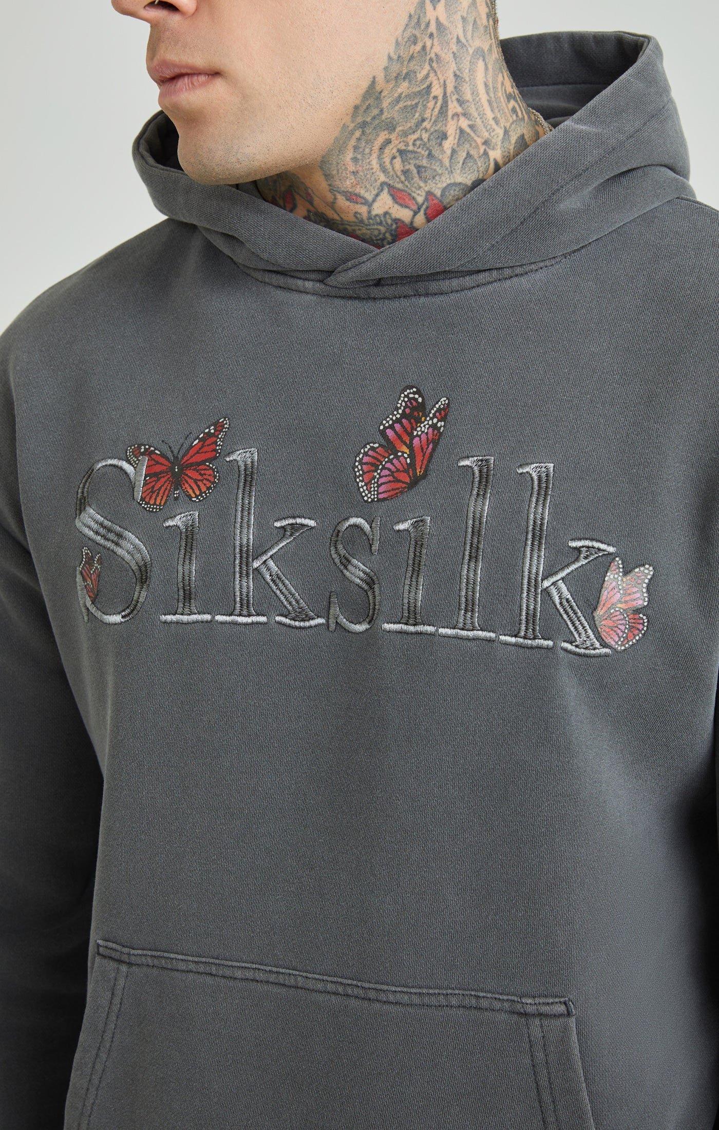 Grey Washed Butterfly Oversized Overhead Hoodie - Image 3