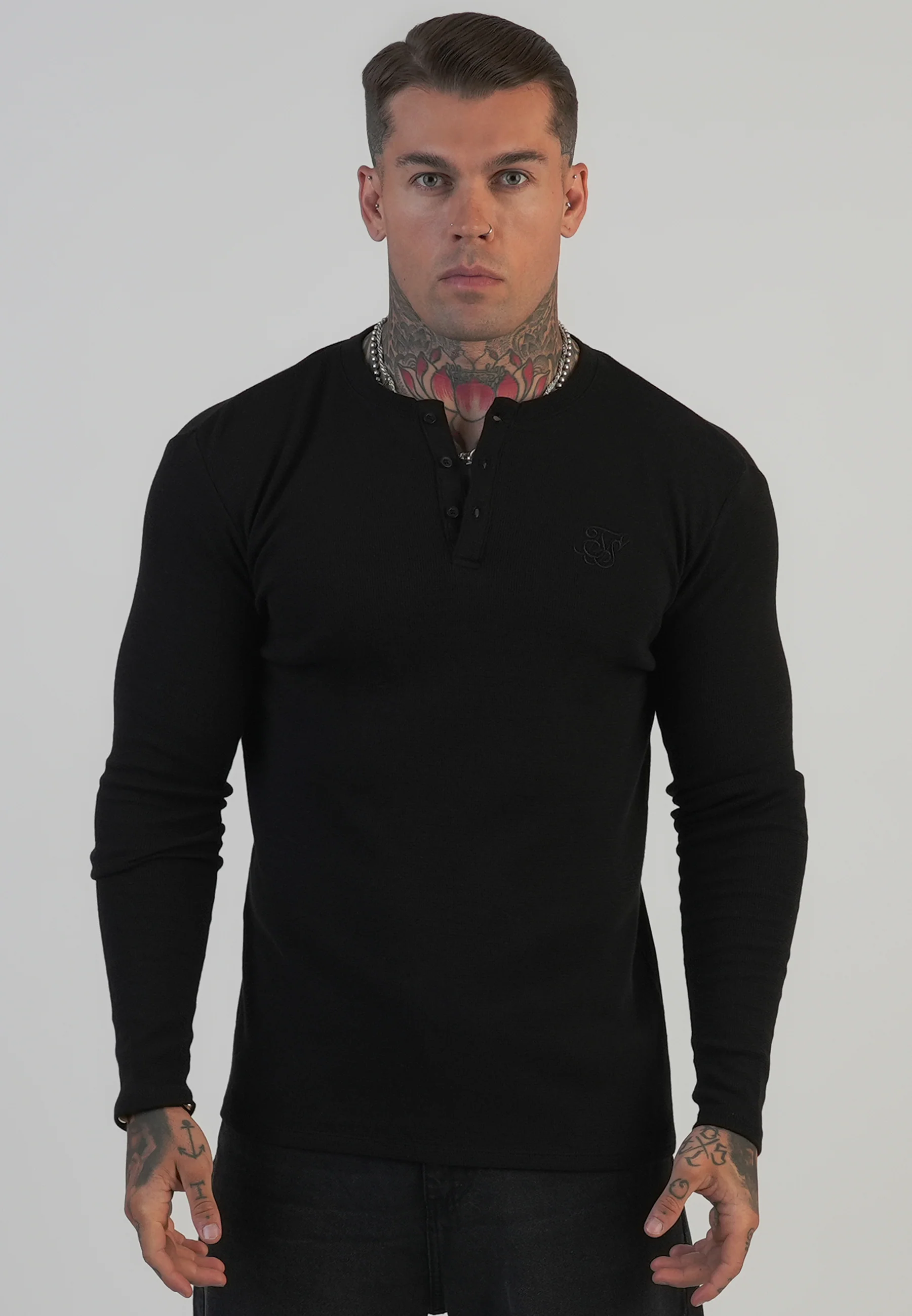 Black Henley T-Shirt - Image 2