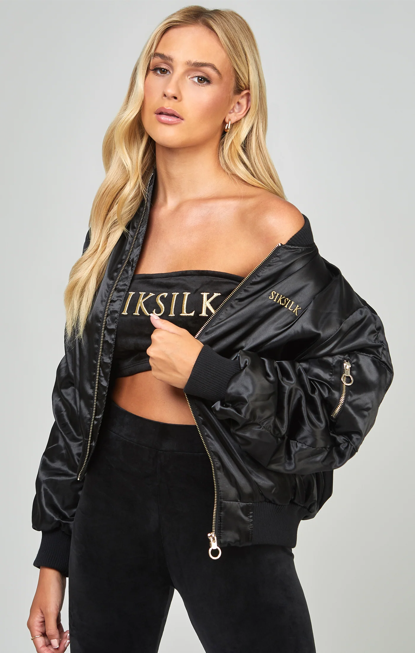 High Shine Oversized Bomber Jacket - Image 6