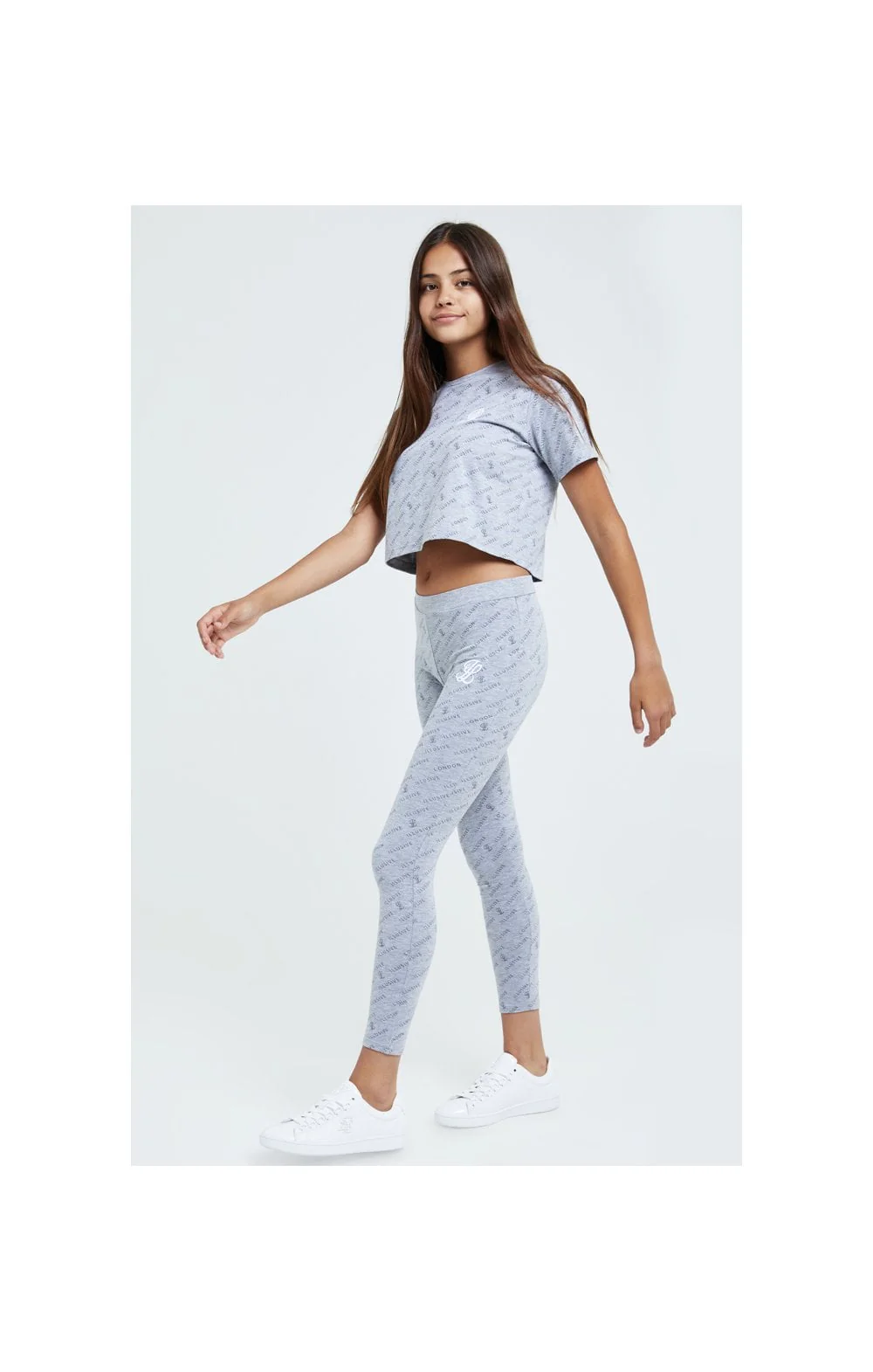 Illusive London Aop Crop Tee - Grey Marl - Image 3