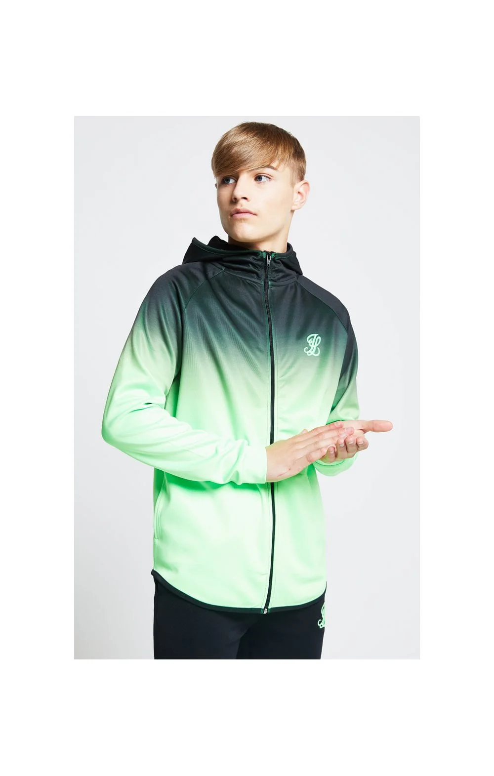Illusive London Athlete Zip Through Hoodie - Black & Neon Green