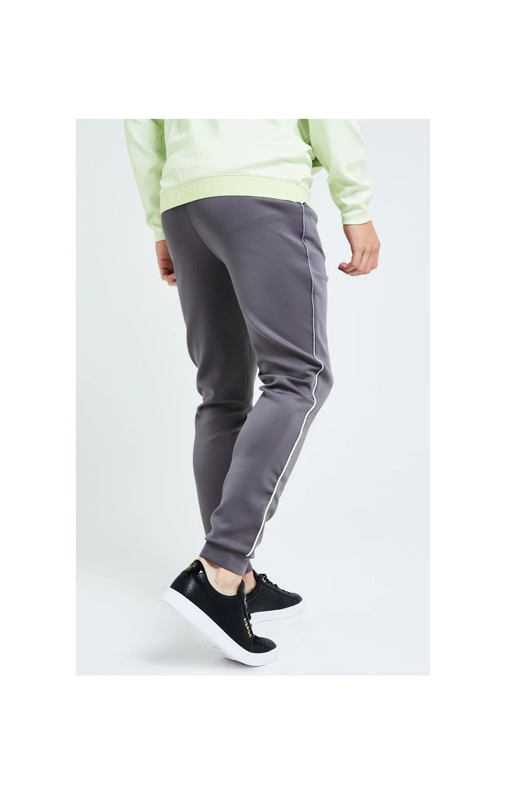 Illusive London Blaze Fade Piping Jogger - Dark Grey & Lime - Image 4