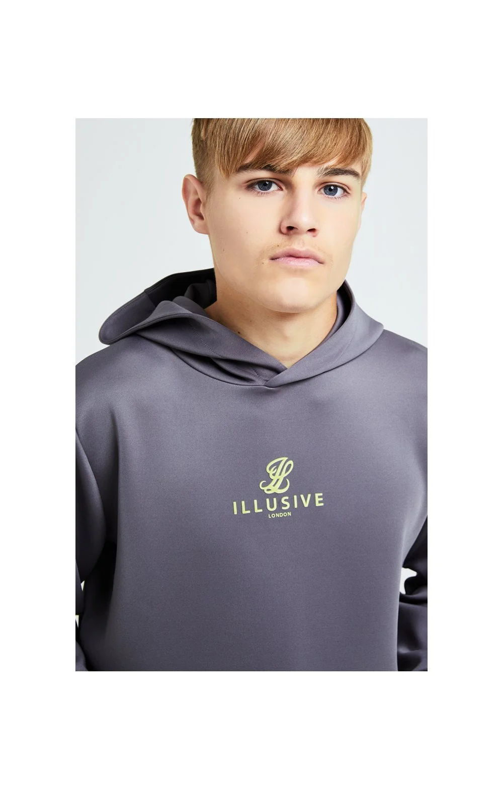 Illusive London Blaze Overhead Hoodie - Dark Grey & Lime - Image 2