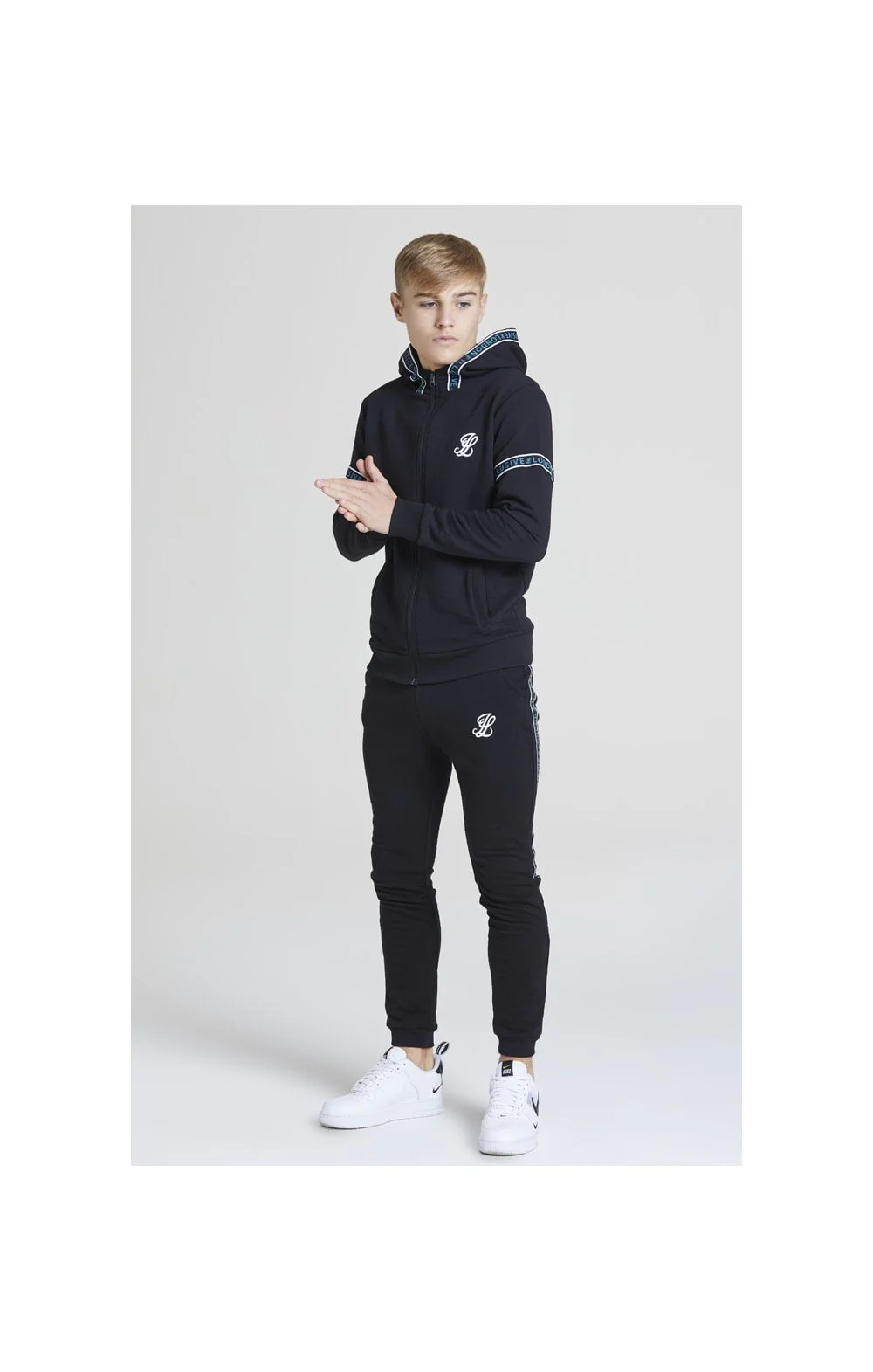 Illusive London Branded Joggers – Black & Teal Green - Image 3