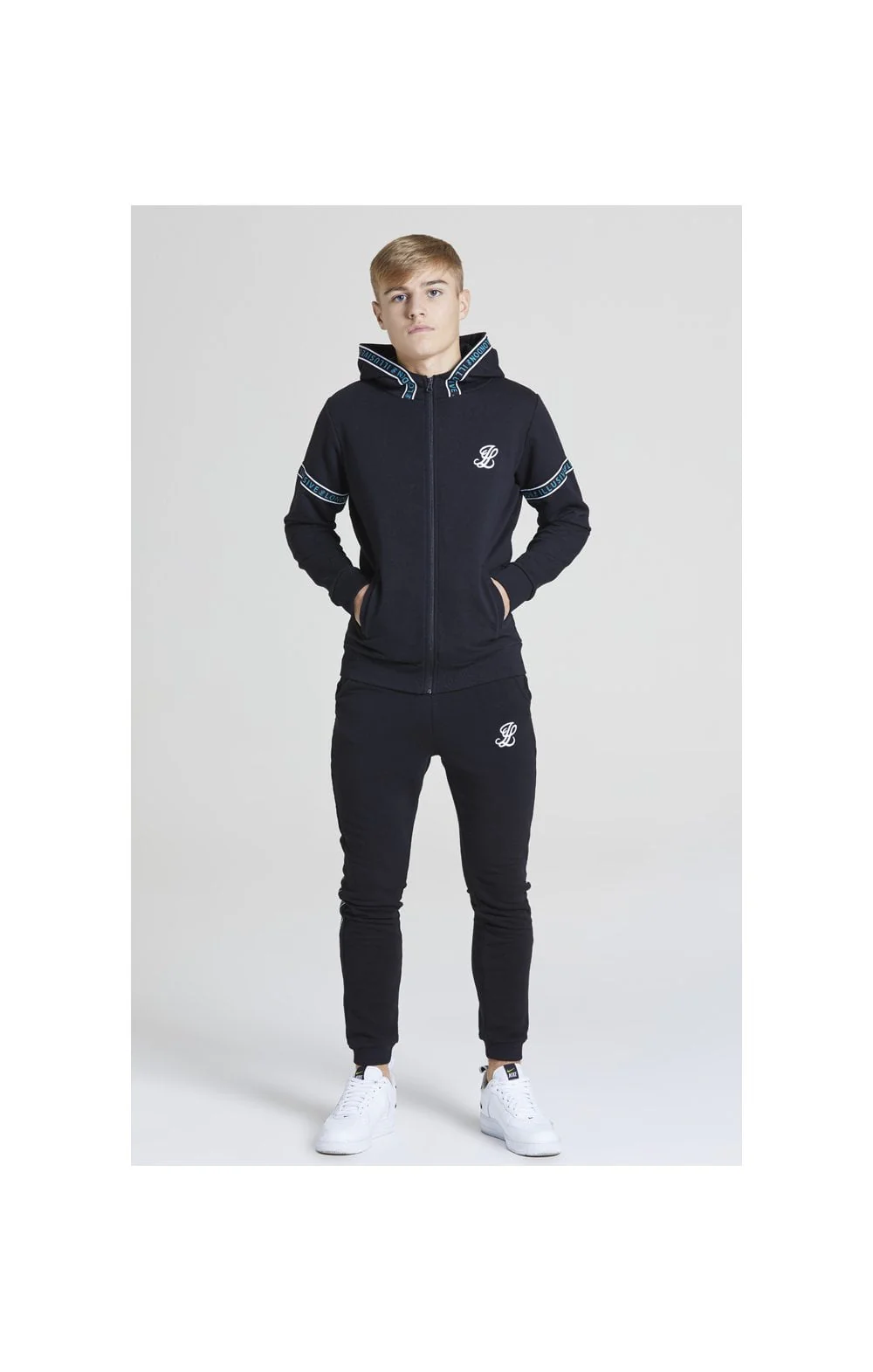 Illusive London Branded Zip Through Hoodie - Black - Image 5