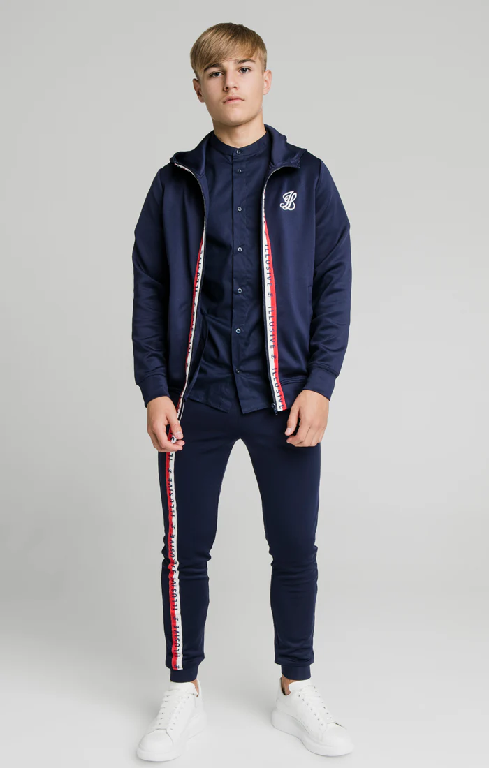 Illusive London Central Tape Zip Through Hoodie - Navy - Image 3