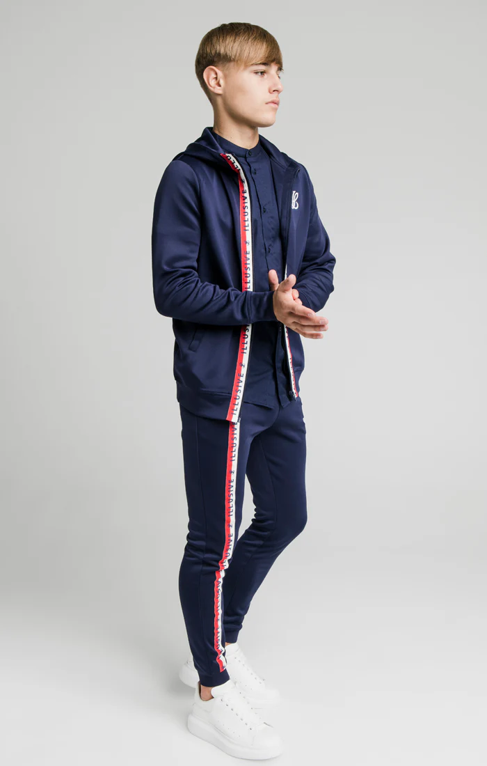 Illusive London Central Tape Zip Through Hoodie - Navy - Image 4