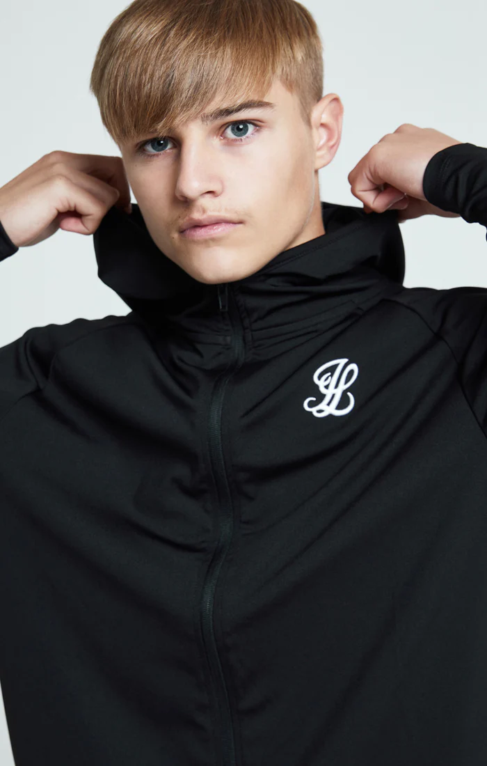 Boys Illusive Black Zip Thru Hoodie - Image 2