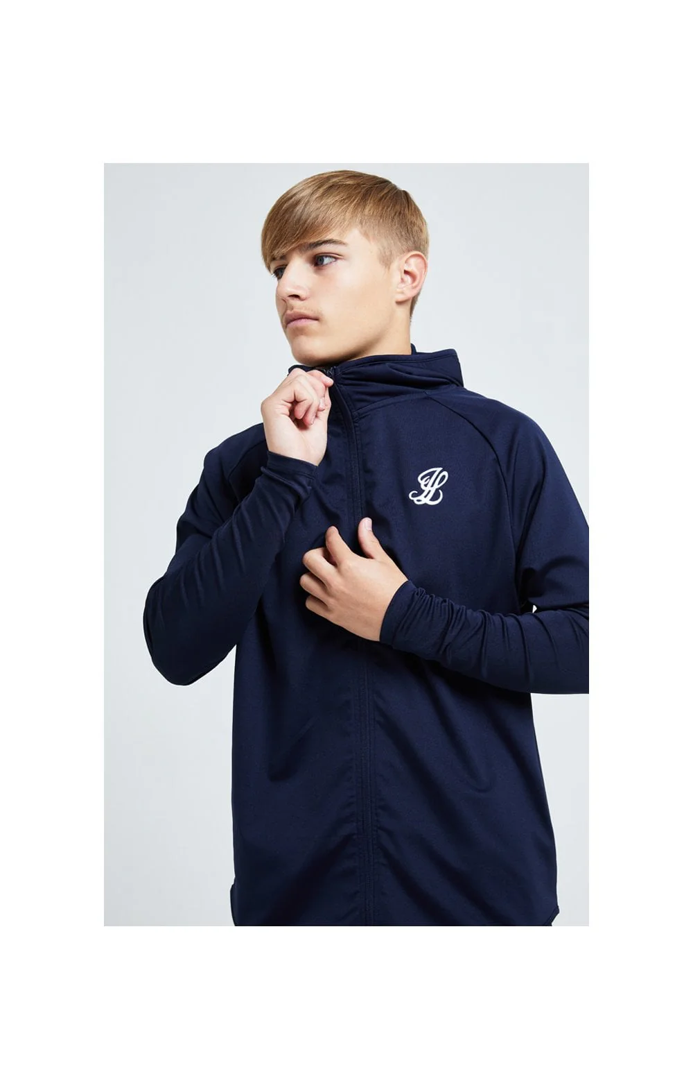 Boys Illusive Navy Zip Thru Hoodie - Image 3
