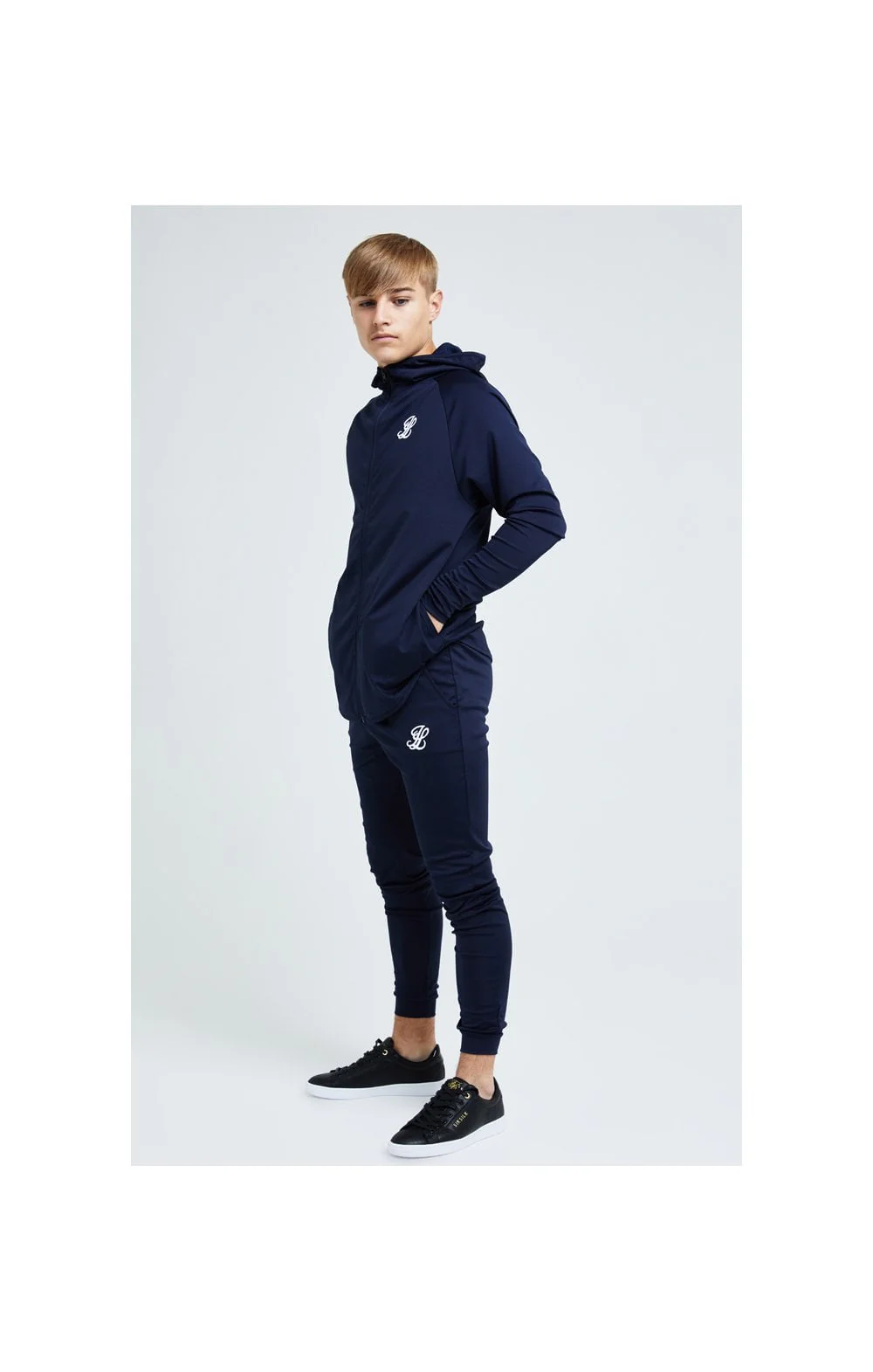 Boys Illusive Navy Zip Thru Hoodie - Image 4