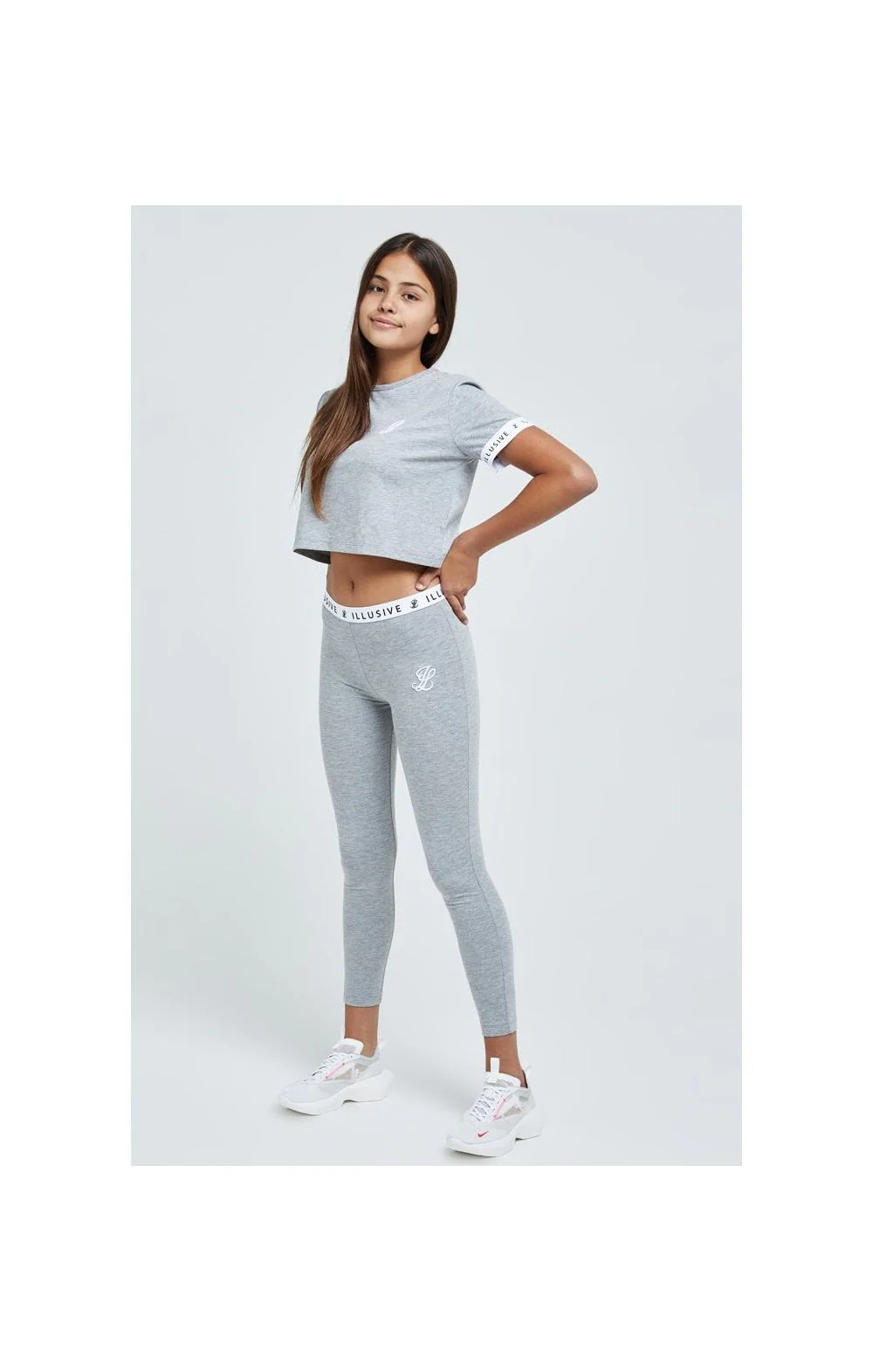 Illusive London Core Crop Tee - Grey Marl - Image 3