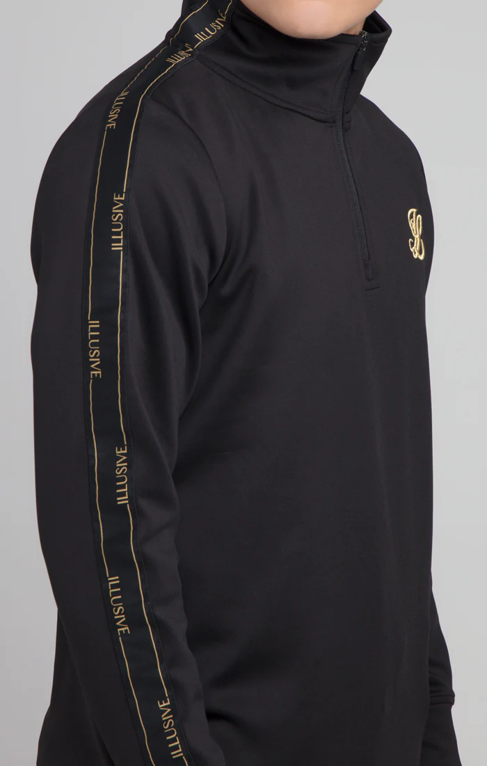 Boys Illusive Black Taped 1/4 Zip Hoodie - Image 4