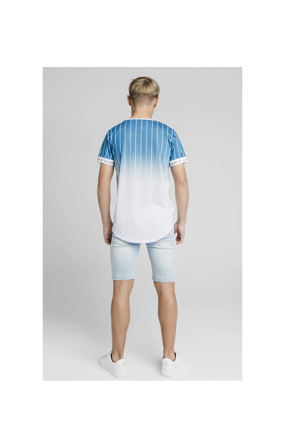 Illusive London Distressed Denim Shorts - Light Blue - Image 8