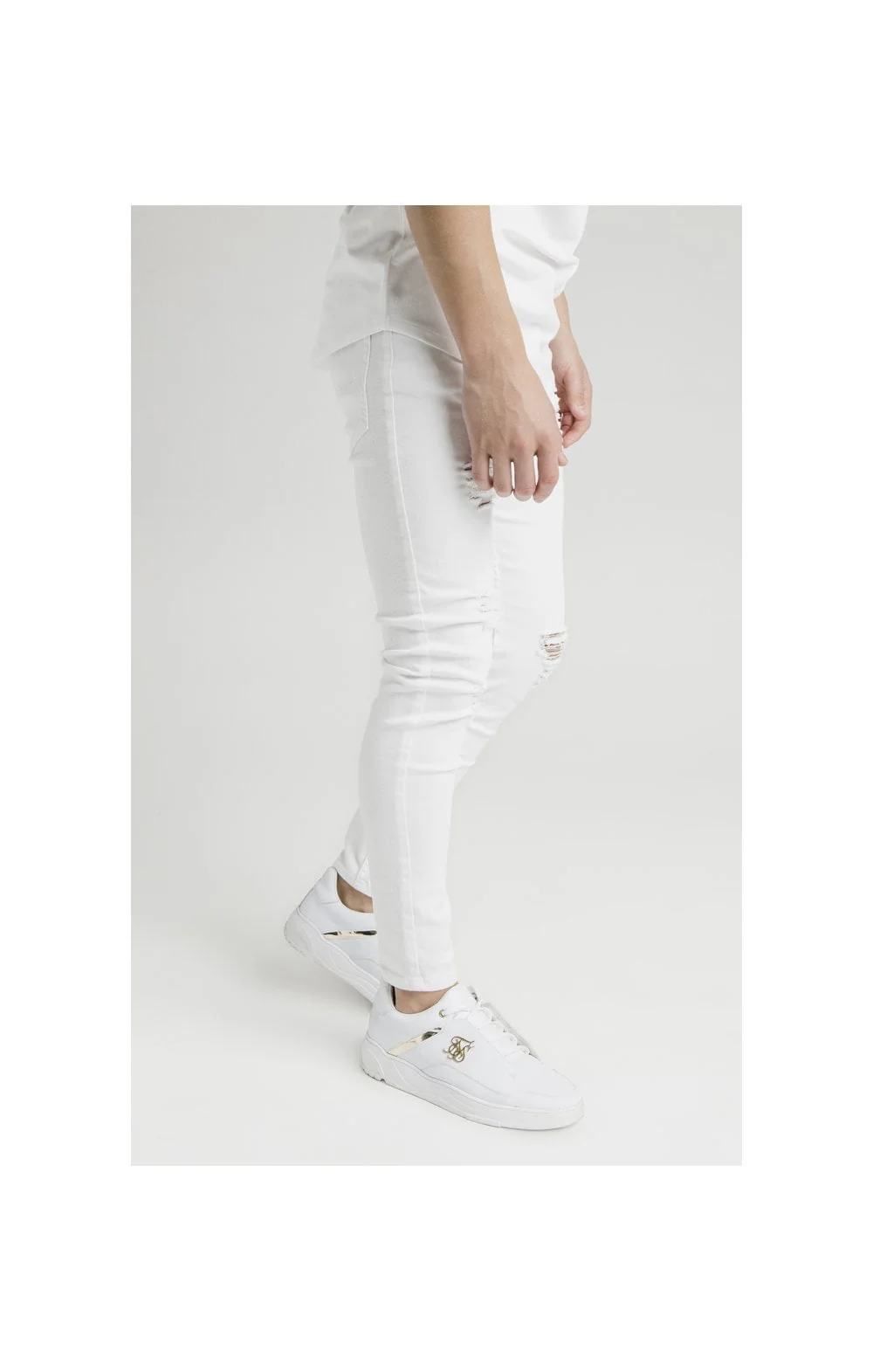 Illusive London Distressed Skinny Jeans - White - Image 2